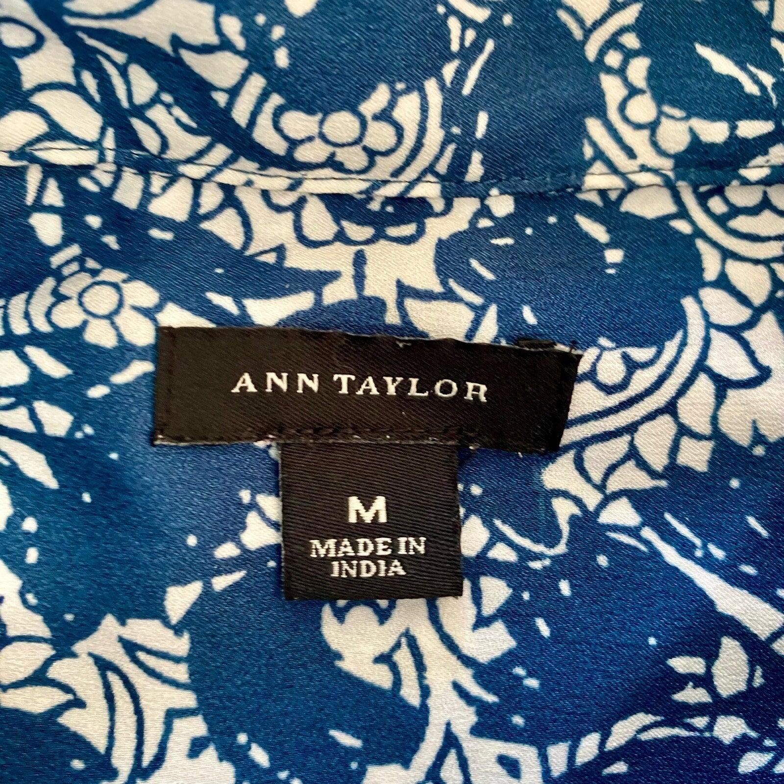 Ann Taylor Ann Taylor Blue Teal Floral Button Shirt Womens Medium Size M / US 6-8 / IT 42-44 - 11 Thumbnail