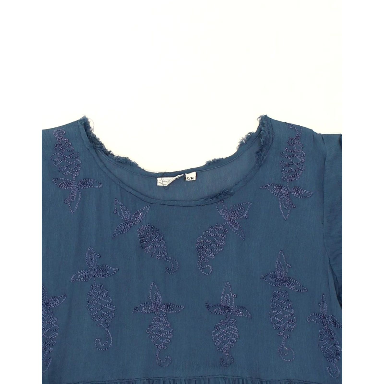 Vintage VINTAGE Womens A-Line Dress Medium Navy Blue Polyester UK 14 Size M / US 6-8 / IT 42-44 - 3 Thumbnail