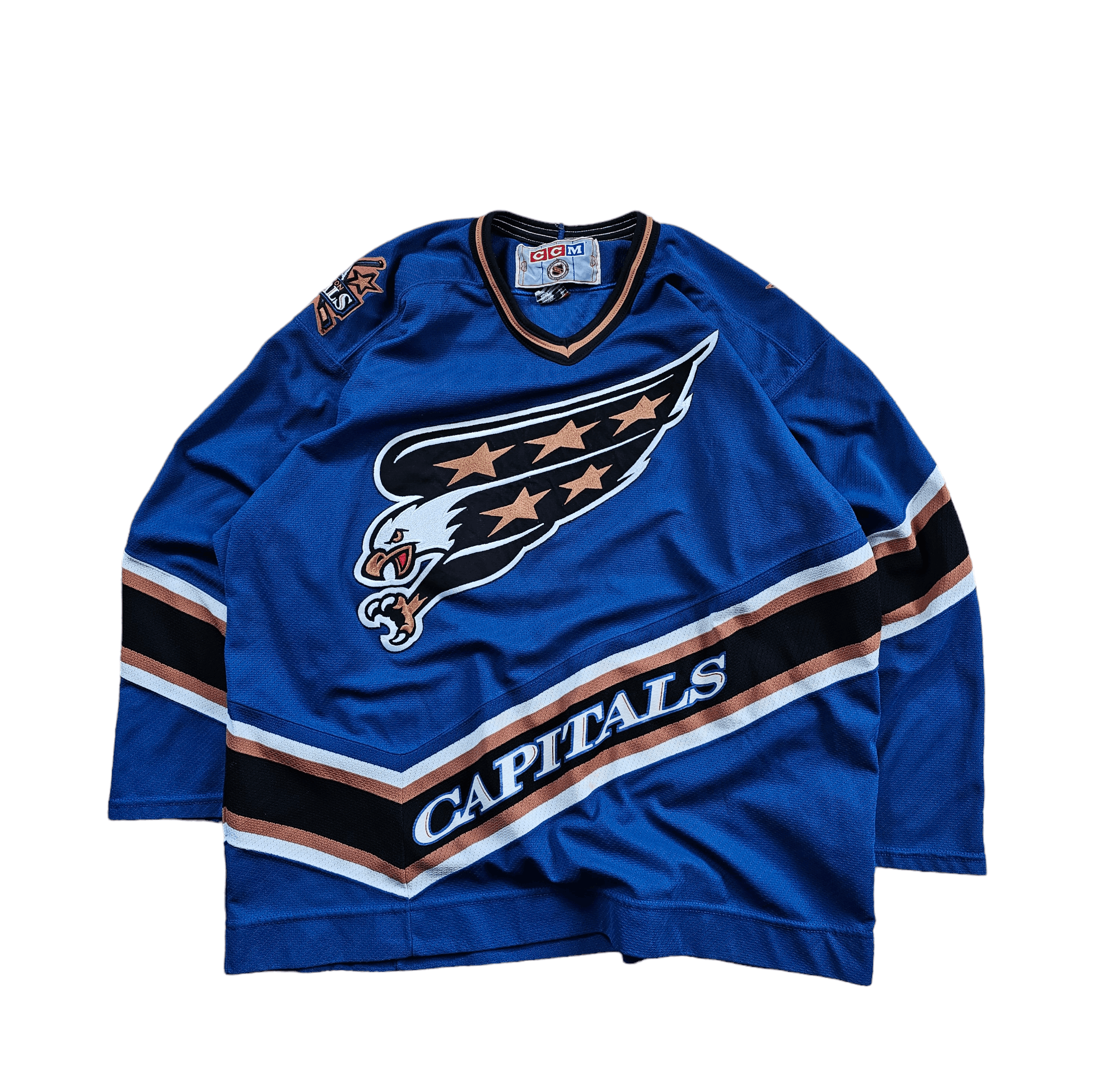 Vintage WASHINGTON CAPITALS “SCREAMING authentic EAGLE” JERSEY Mens Size XL #10 CCM SEWN