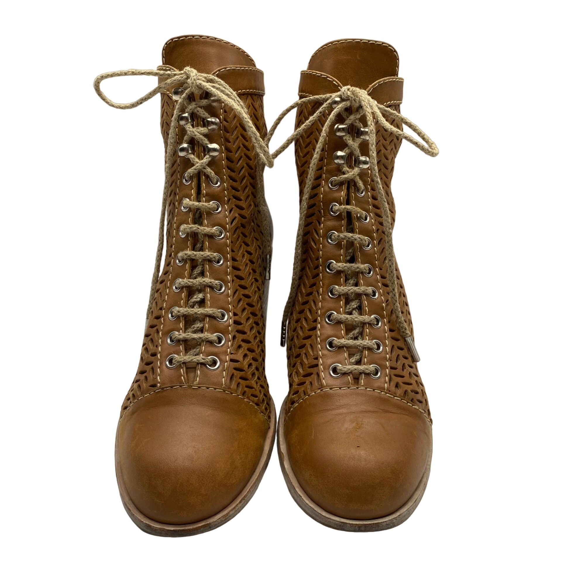 Other Studio Pollini Brown Perforated Leather Ankle Booties Women' Size US 7 / IT 37 - 4 Thumbnail