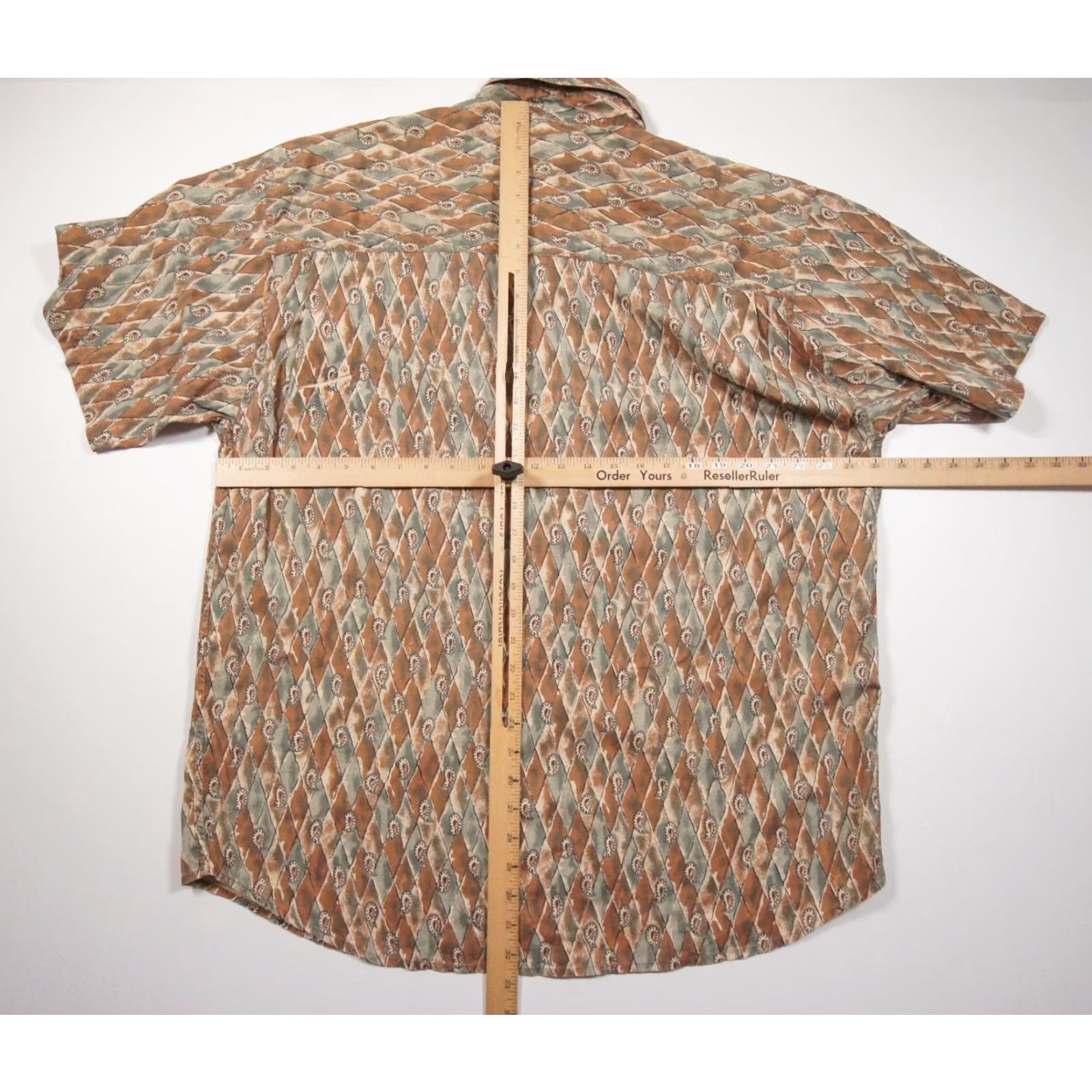 Vintage Vintage Rinnovato Men's Shirt Short Sleeve Silk Paisley Brown Large Apparel Size US L / EU 52-54 / 3 - 7 Thumbnail
