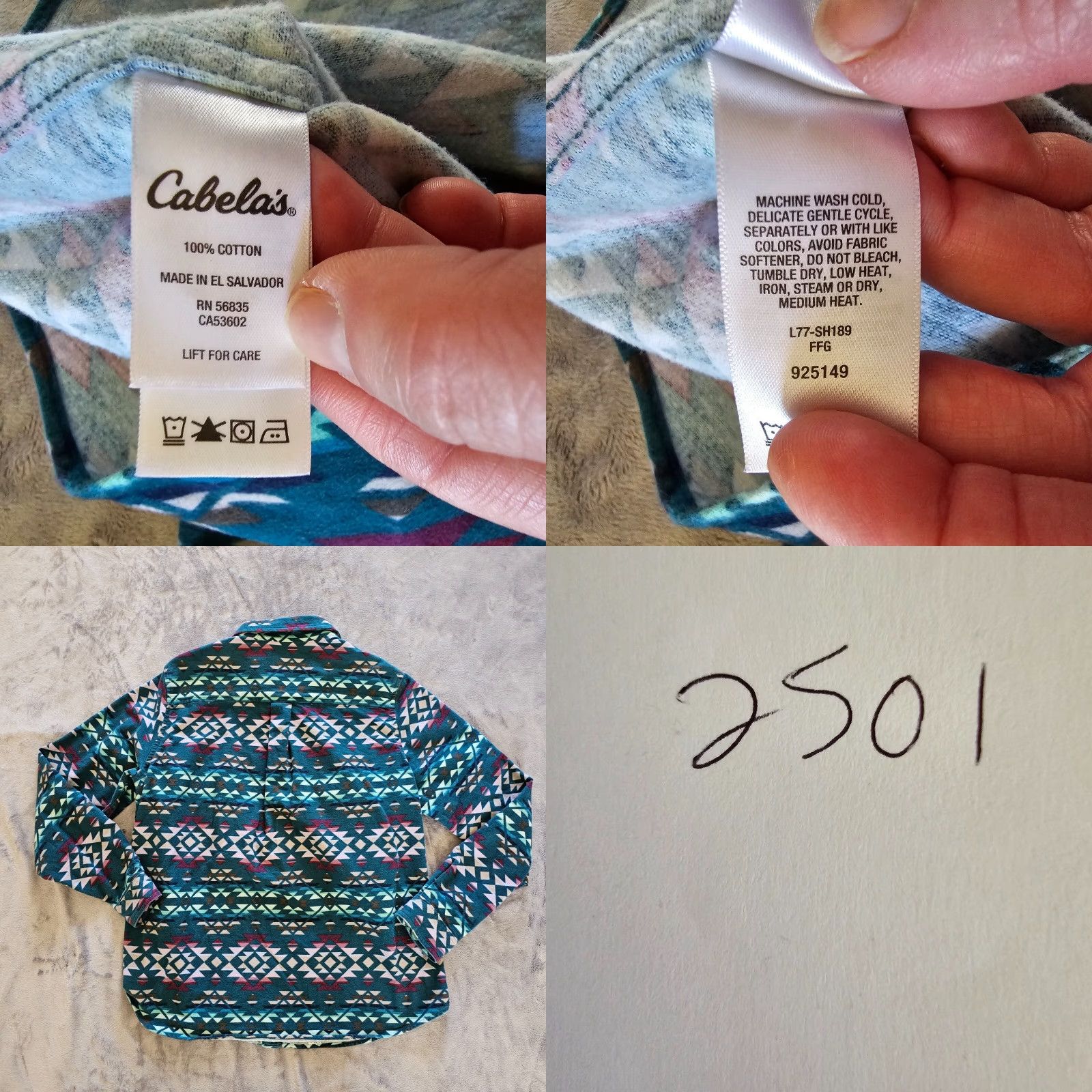 Vintage Cabelas Top Shacket Womens Large Green Teal Flannel Button Southwest Western Shirt Size L / US 10 / IT 46 - 8 Thumbnail