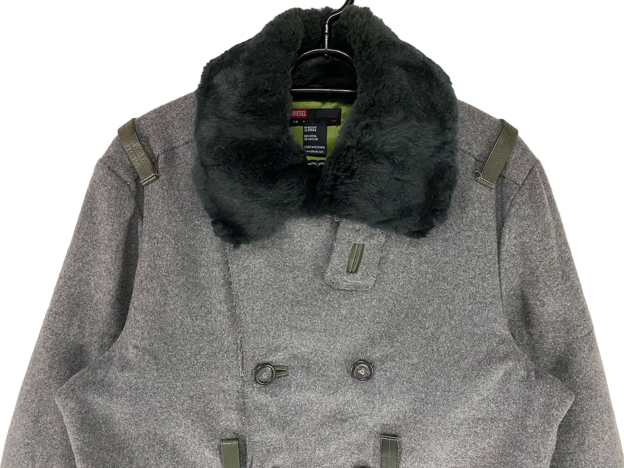 Designer × Diesel 2000s Diesel mod tac fur war double breasted wool coat Size US S / EU 44-46 / 1 - 4 Thumbnail