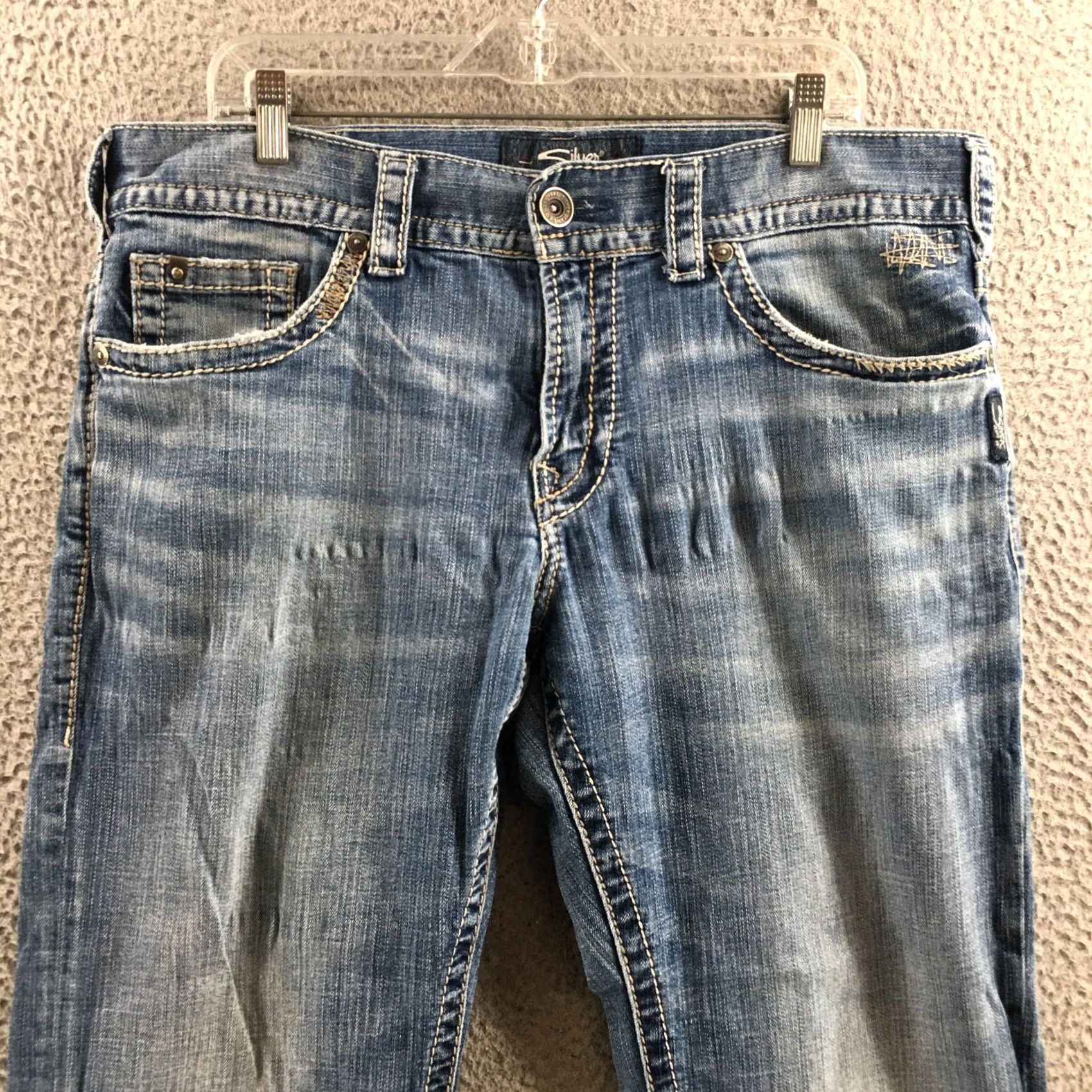 Silver Jeans Co. Silver Straight Jeans Mens 36x32 Blue Mid Rise Zip Fly Pockets Jeans Mens Regular Classic Straight 5-Pocket Denim Cotton 38 in Waist Size US 36 / EU 52 - 2 Thumbnail