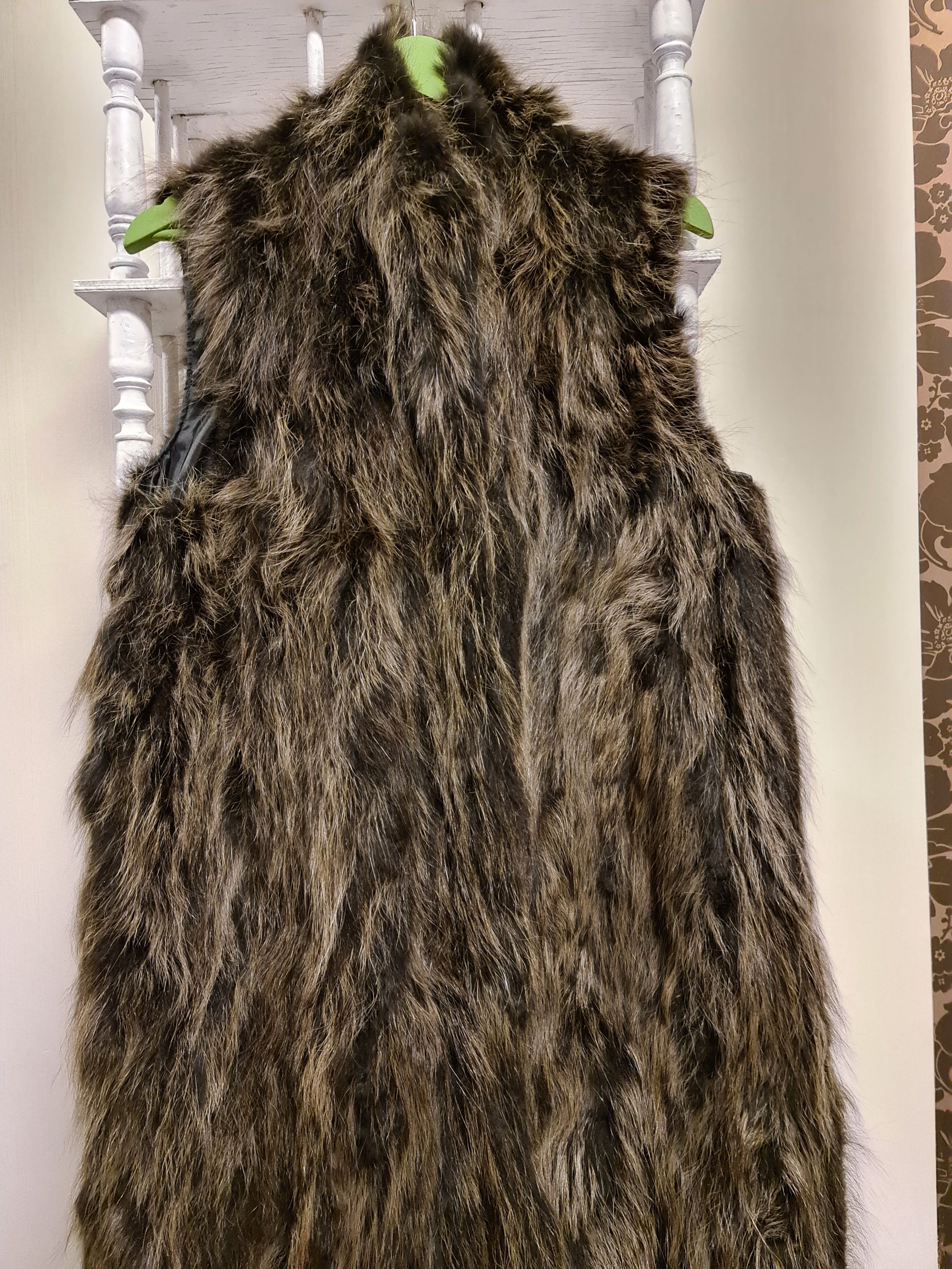Genuine Leather Real fur black / brown long vest Size L / US 10 / IT 46 - 5 Thumbnail