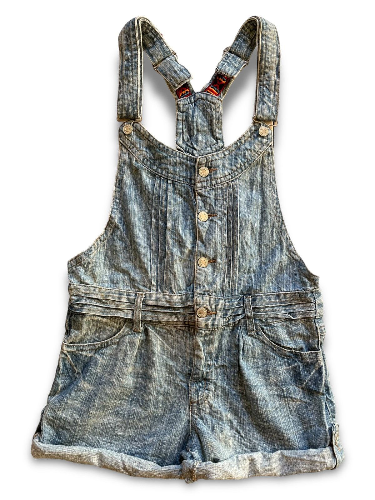 Other Vintage Japanese Brand Distressed Denim Shortalls Overalls Size 33" - 3 Thumbnail