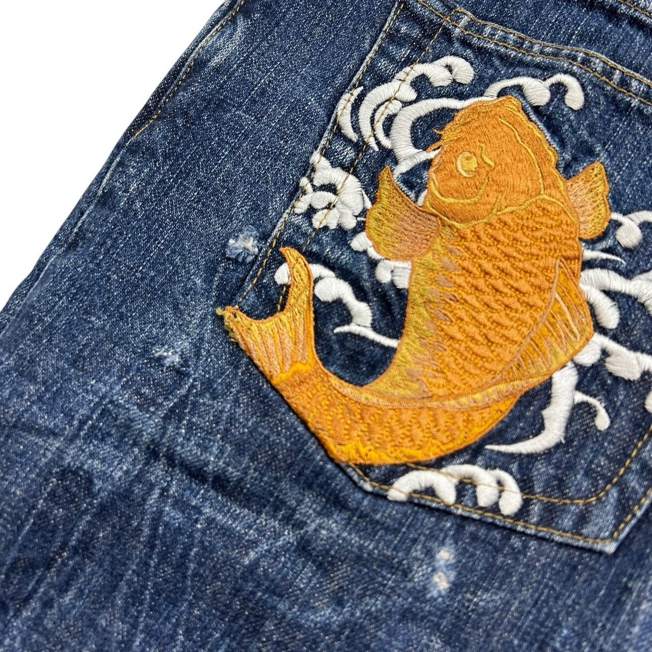 Karakuri Tamashii Karakuri Tamashii Embroidered Koi Japanese Shorts - Waist 37 Size US 37 - 7 Thumbnail