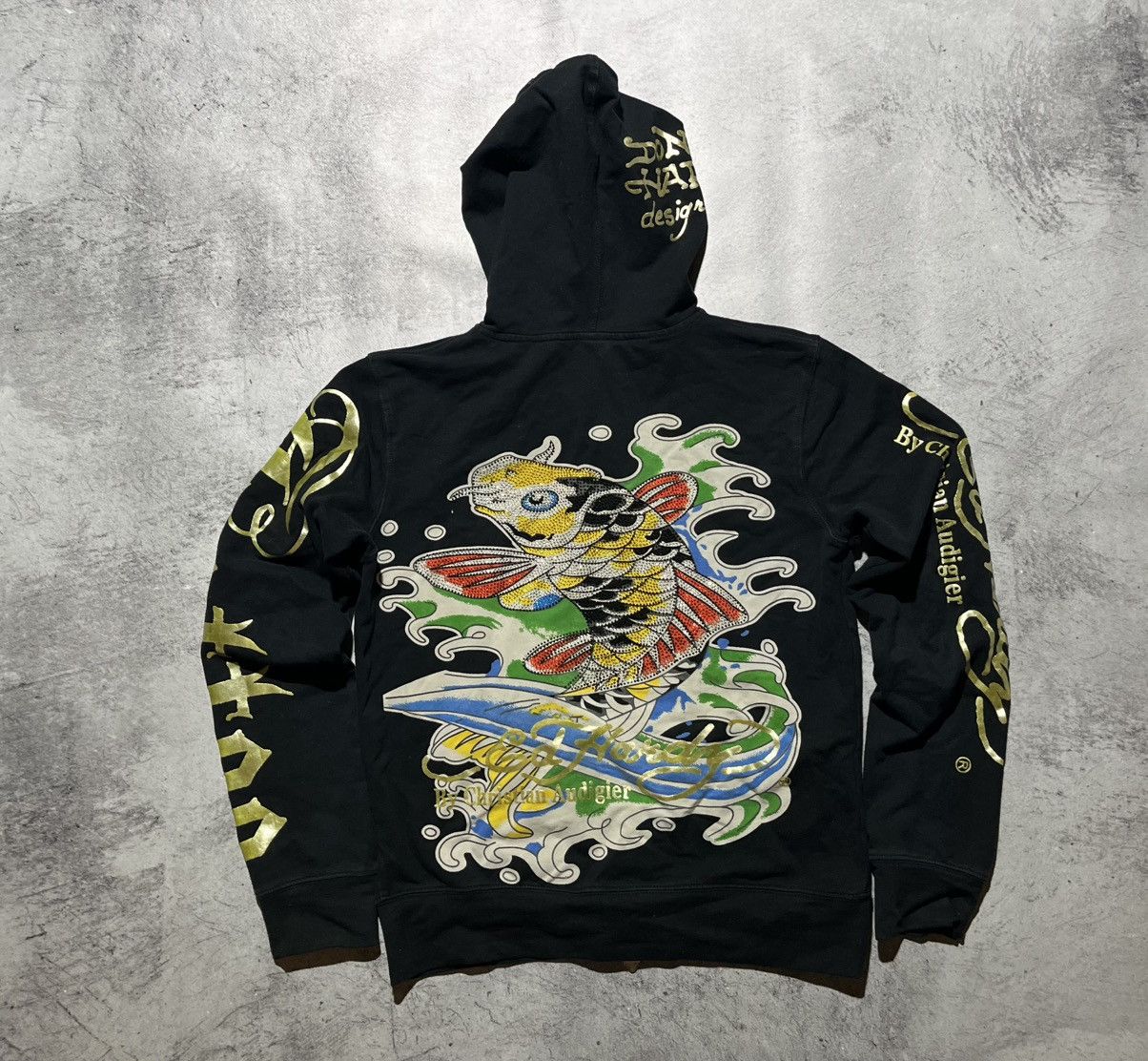 Ed Hardy Ed Hardy by Christian Audigier Zip Hoodie Black Eagle Print Size US XL / EU 56 / 4 - 2 Thumbnail
