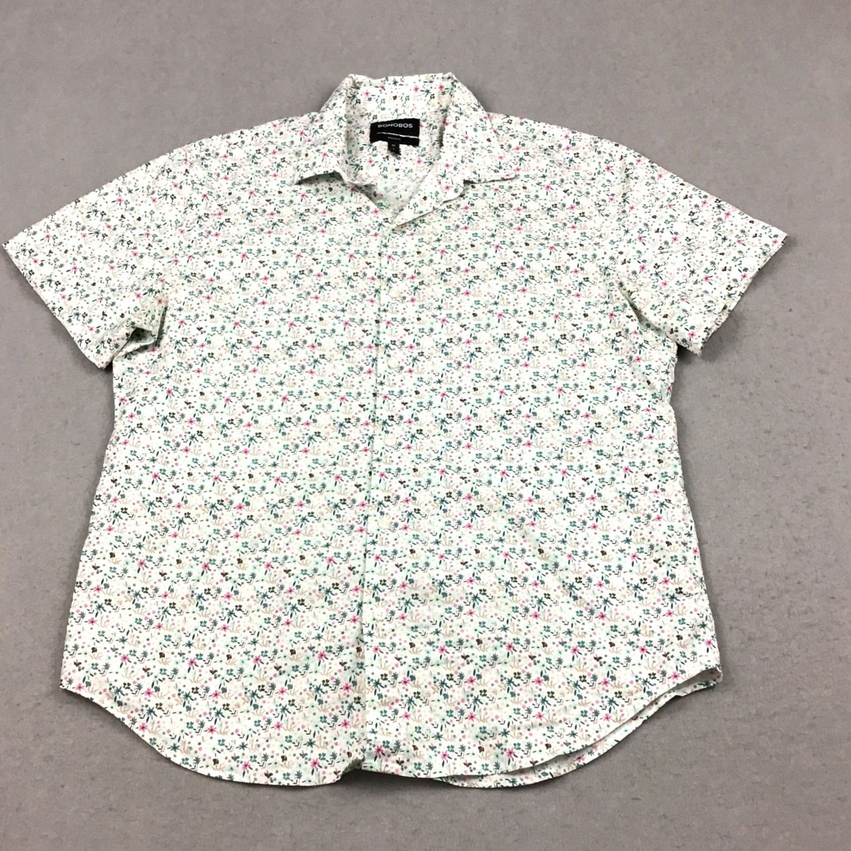 Bonobos Bonobos Shirt Men L Pink Green Floral Short Sleeve Button Athletic Fit L Size US L / EU 52-54 / 3 - 2 Thumbnail