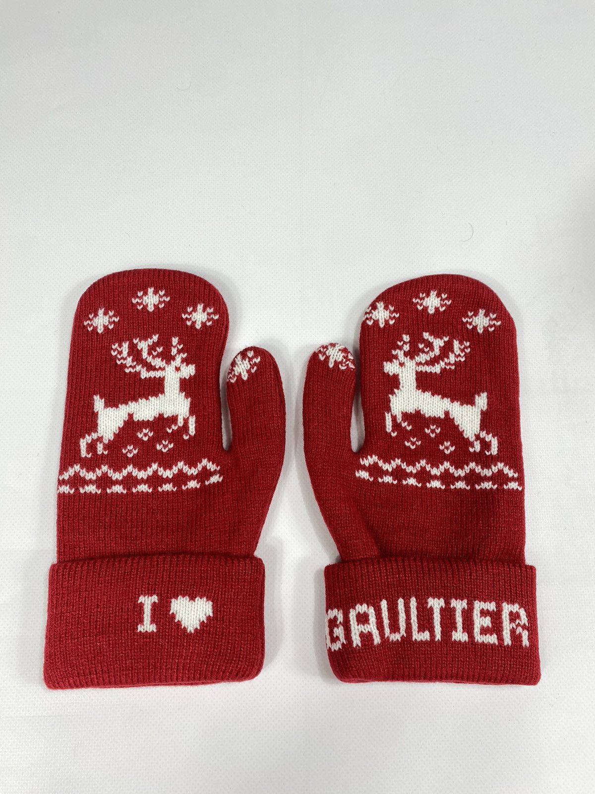 Jean Paul Gaultier 🔥LASTDROP🔥 NEW JPG Christmas Deer Logo Moufle Gloves Size ONE SIZE - 10 Thumbnail