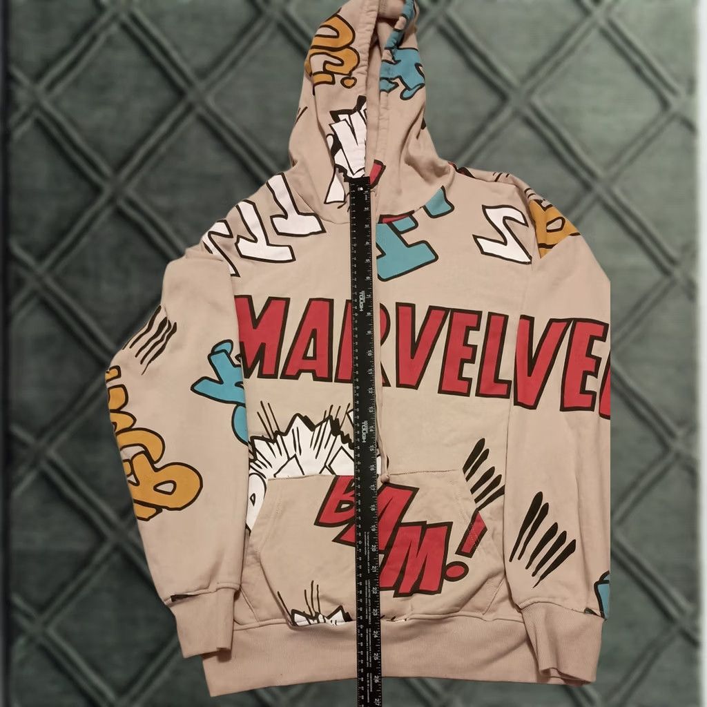 Vintage Marvel Hoodie Shirts Mens Beige Comics Theme Pullover AOP Bam Pow M Size Marvel Mens Pullover Hoodie Size US M / EU 48-50 / 2 - 1 Thumbnail
