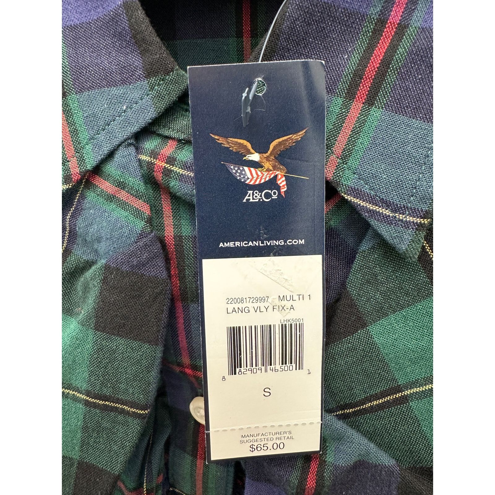 Other AMERICAN LIVING Green Plaid Tuxedo Ruffle Long Sleeve Top Size S / US 4 / IT 40 - 6 Thumbnail