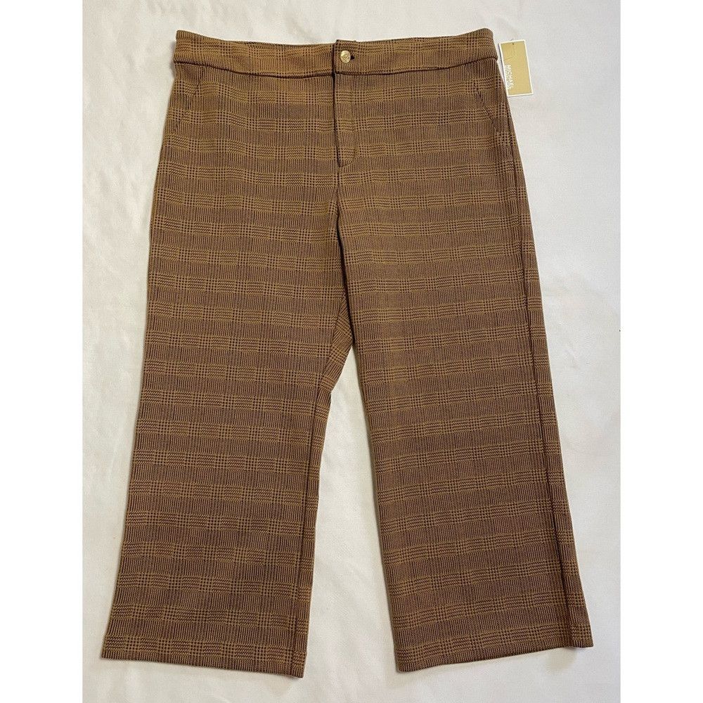 Michael Kors NWT New $110 Michael Kors Brown Plaid Stretch Pants Size XL Size 38" / US 16 / IT 52 - 1 Thumbnail