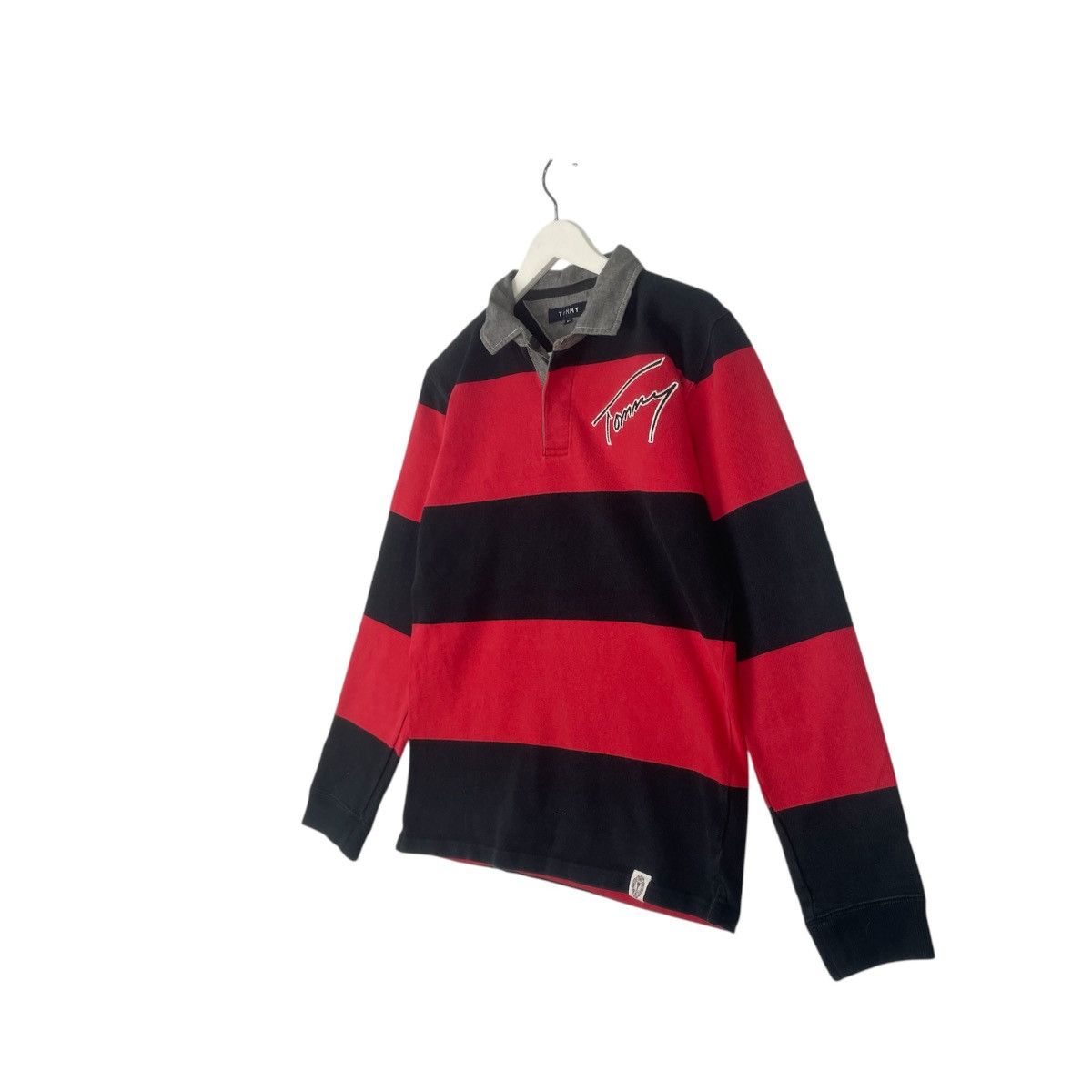 Designer × Vintage vintage Hoodie/sweater Tommy nyc polo rugby - black red Size US S / EU 44-46 / 1 - 2 Thumbnail