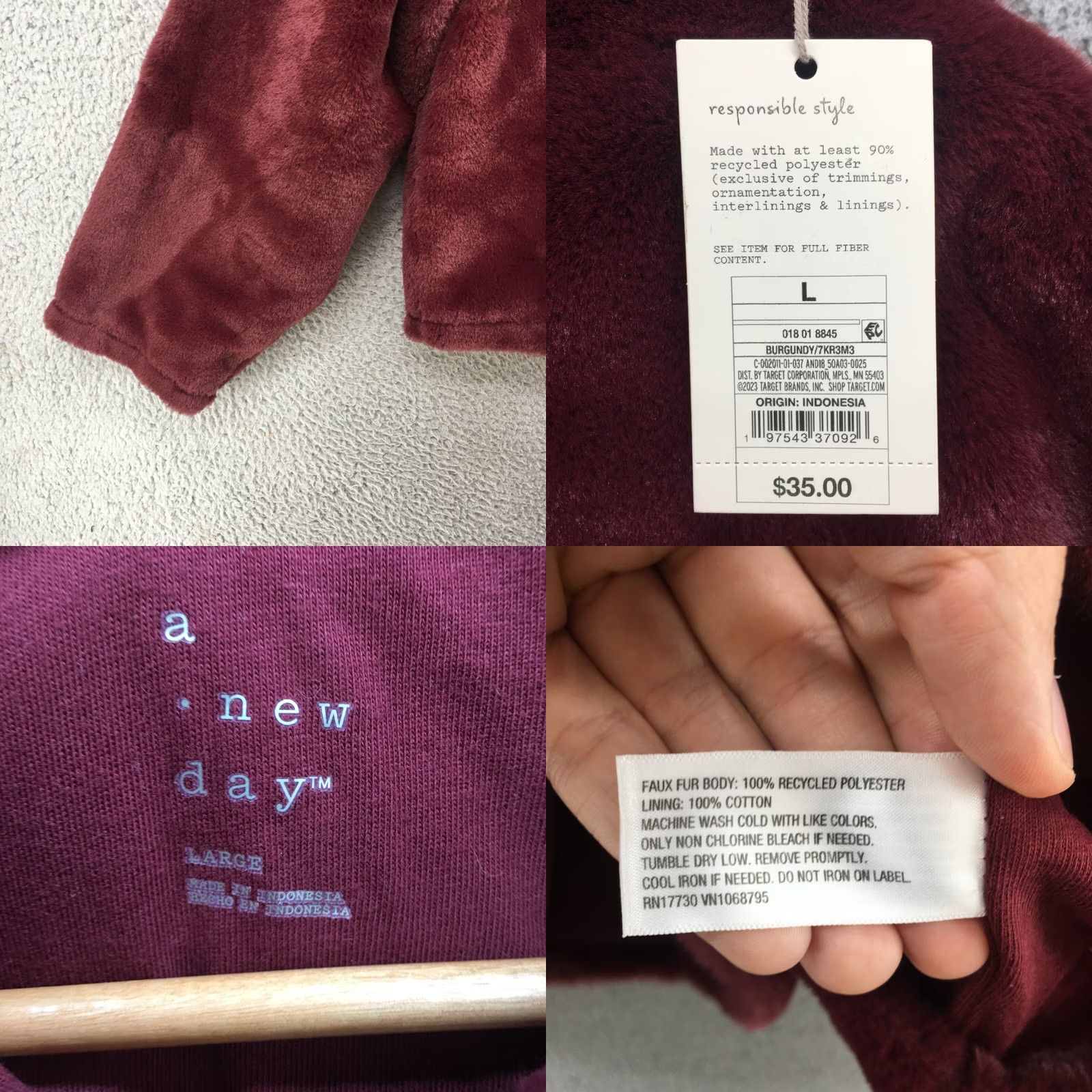 Vintage A New Day Burgundy Mock Neck Jacket Womens L Cotton Blend Quarter Zip Sweater Size L / US 10 / IT 46 - 9 Thumbnail