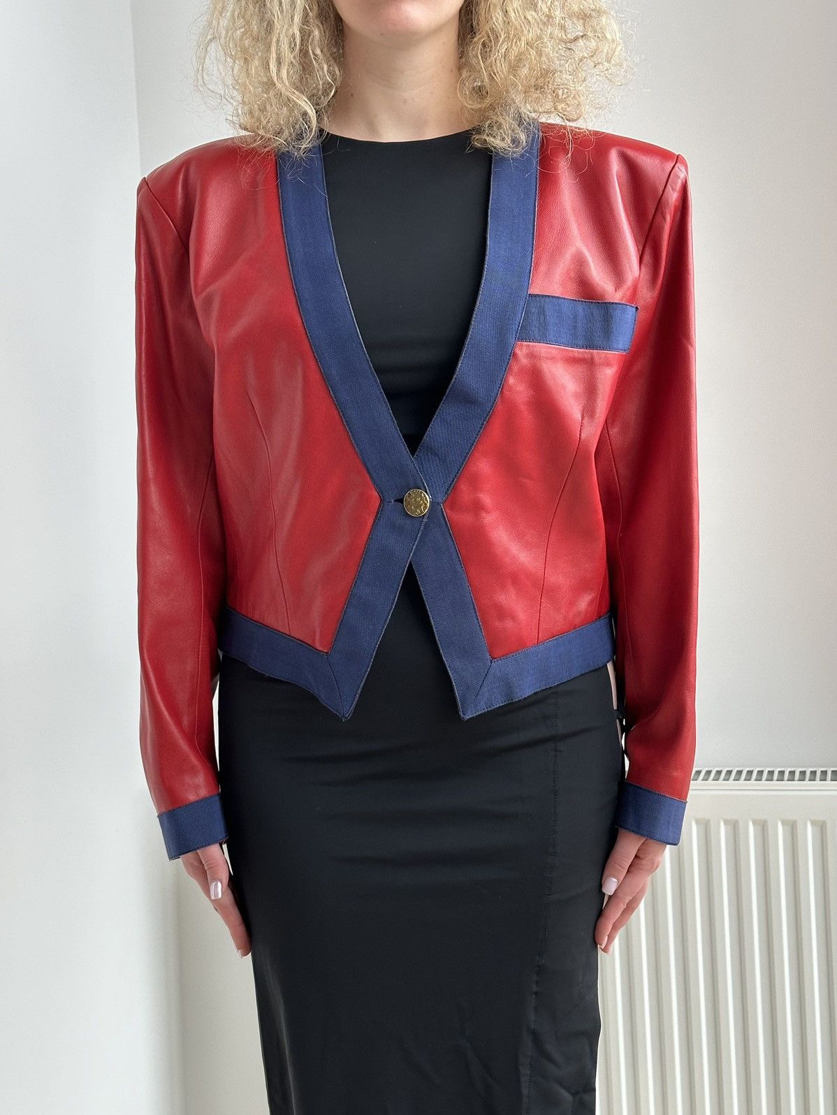 Saint Laurent Paris Yves Saint Laurent Leather Blazer 80’s Red/Blue Size M / US 6-8 / IT 42-44 - 1 Thumbnail