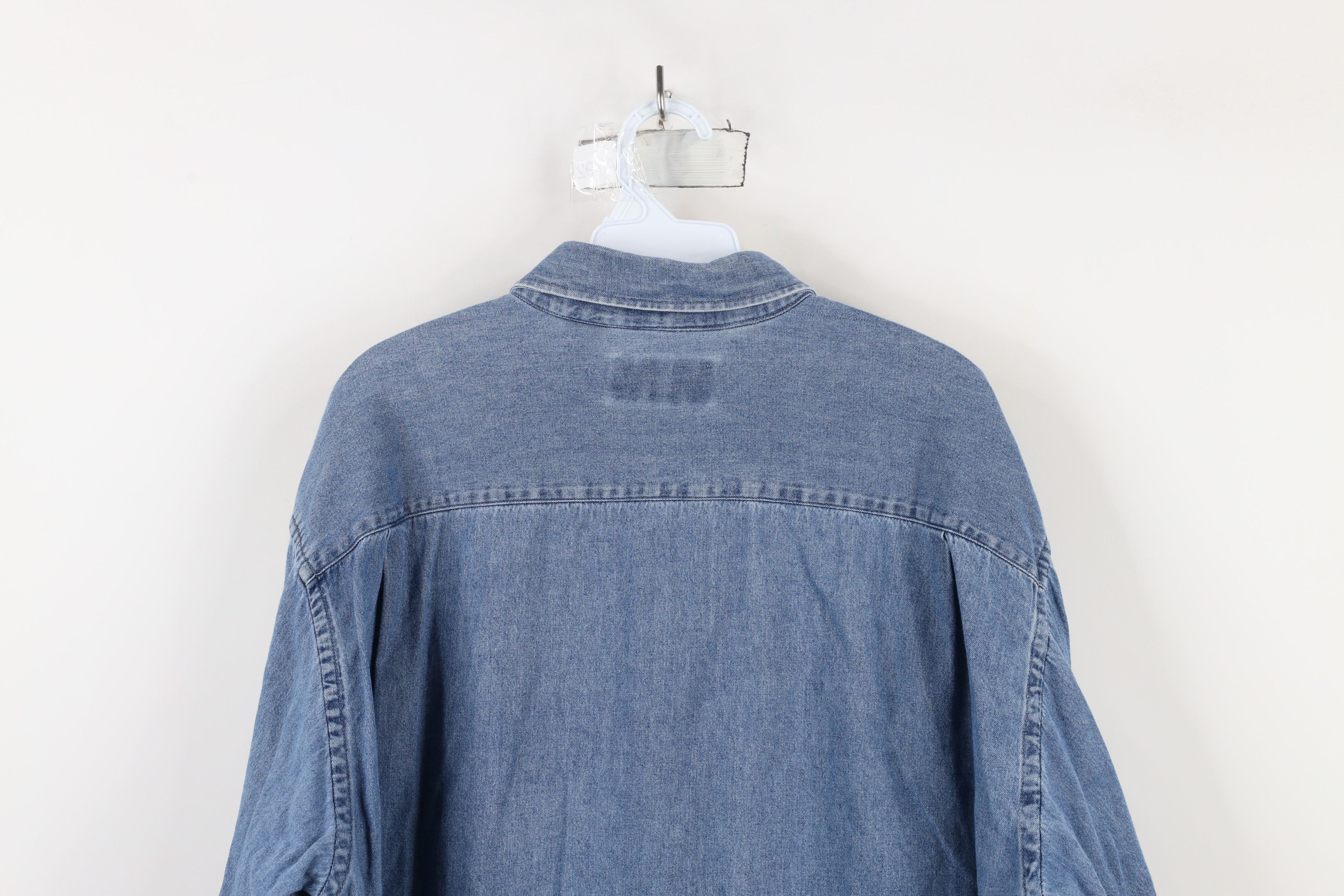 Vintage Vintage 90s Streetwear Collared Denim Jean Button Down Shirt Size US L / EU 52-54 / 3 - 10 Thumbnail