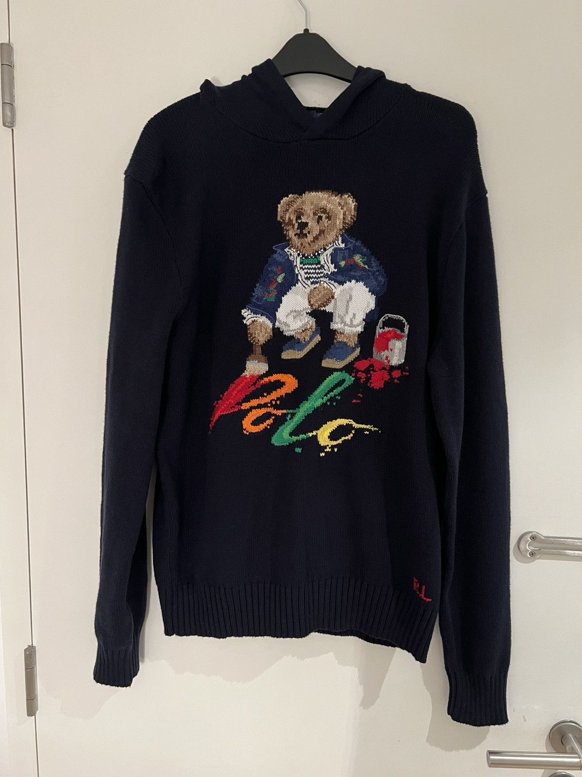 Polo Ralph Lauren Polo Ralph Lauren Polo Bear intarsia-knit hoodie medium navy Size US M / EU 48-50 / 2 - 6 Thumbnail