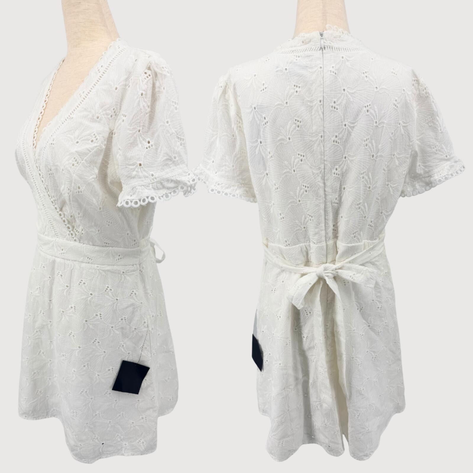Lulus Lulus White Eyelet Mini Dress Floral Wrap Style NWT XL Size XL / US 12-14 / IT 48-50 - 3 Thumbnail