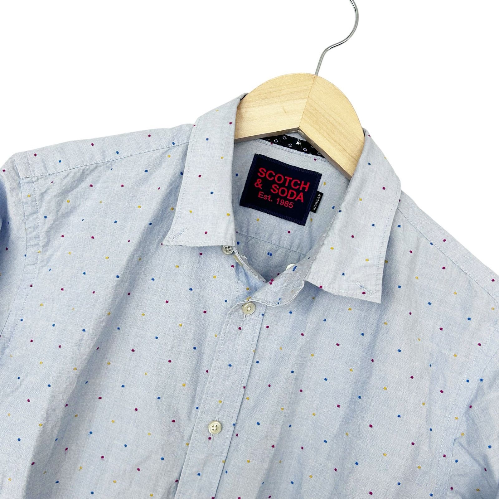 Scotch & Soda Scotch & Soda Blue Polka Dot Camp Button Down Shirt Sz M Size US M / EU 48-50 / 2 - 1 Thumbnail