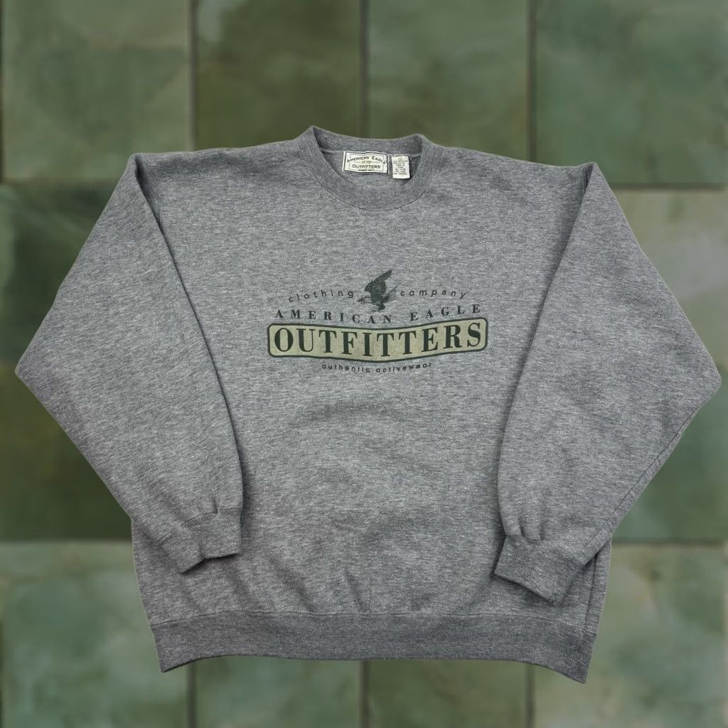 American Eagle Outfitters VINTAGE American Eagle Sweatshirt Shirt Adult Medium Gray 90s Y2K Pullover Crew Neck Long Sleeve Solid Mens Size US M / EU 48-50 / 2 - 1 Thumbnail