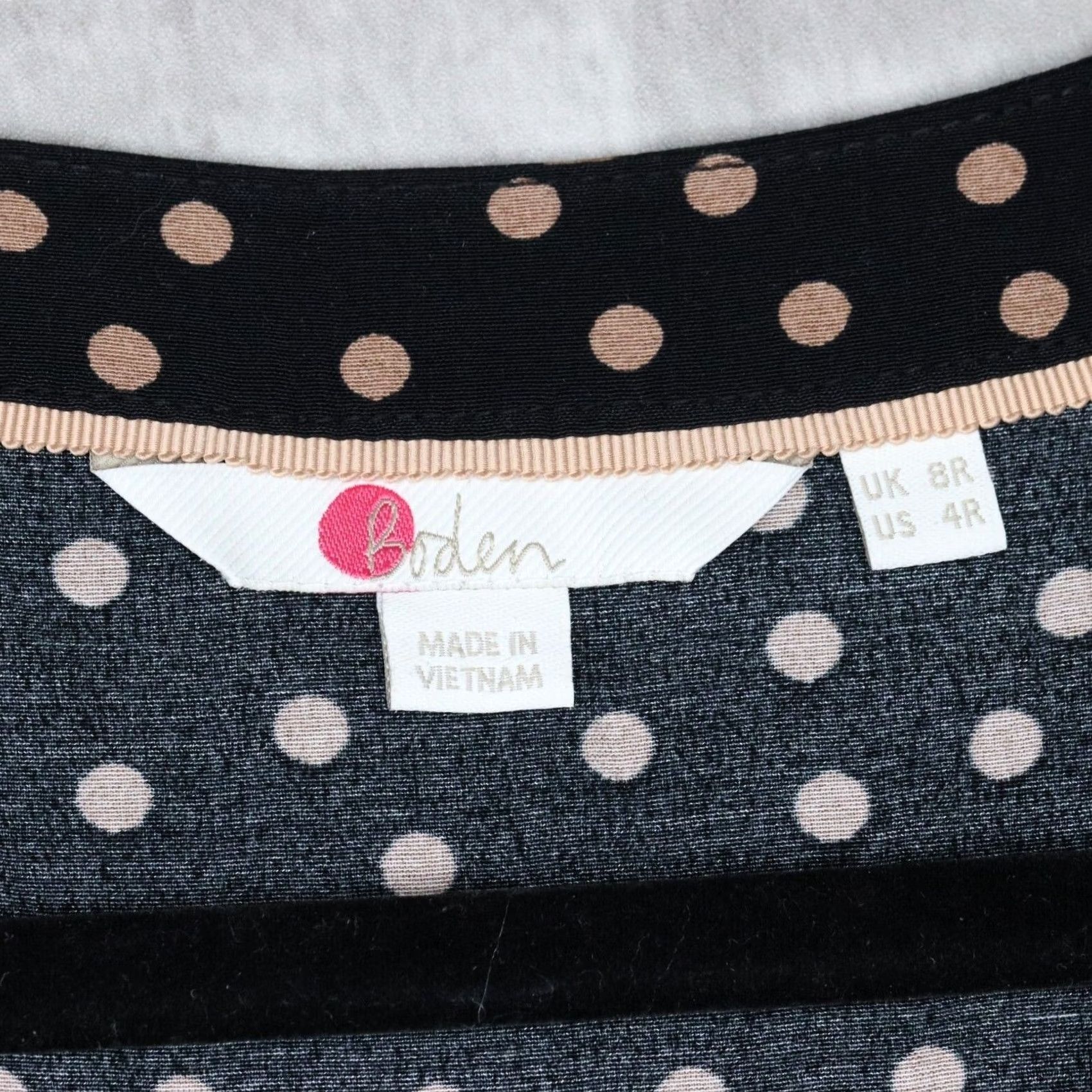 Boden Boden Midi Dress Womens Size 4 Black Beige Polka Dot Elsie Button Front Size S / US 4 / IT 40 - 3 Thumbnail