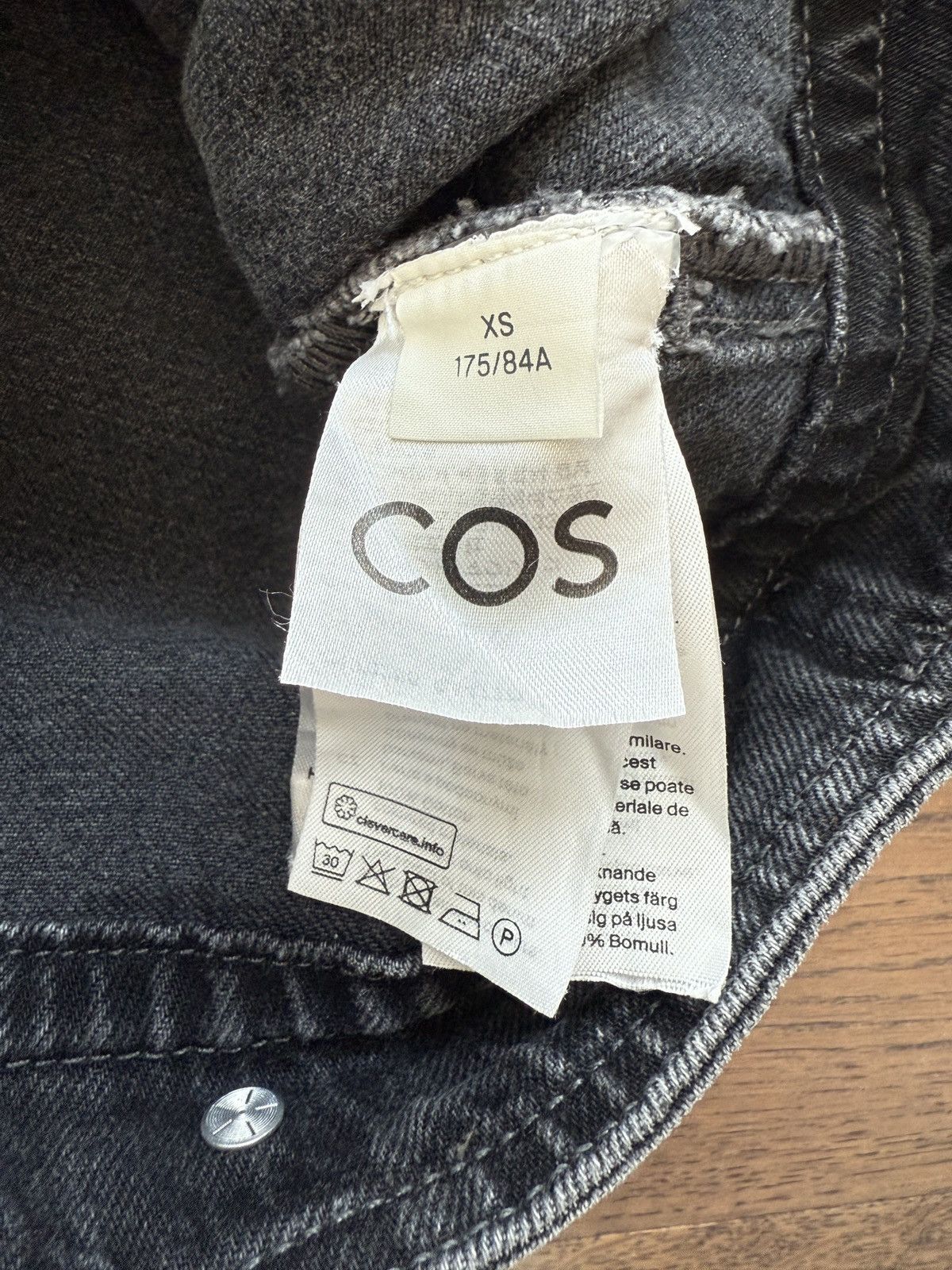 Cos COS Mens Organic Cotton Washed Charcoar Grey Denim Jacket XS Size US XS / EU 42 / 0 - 11 Thumbnail
