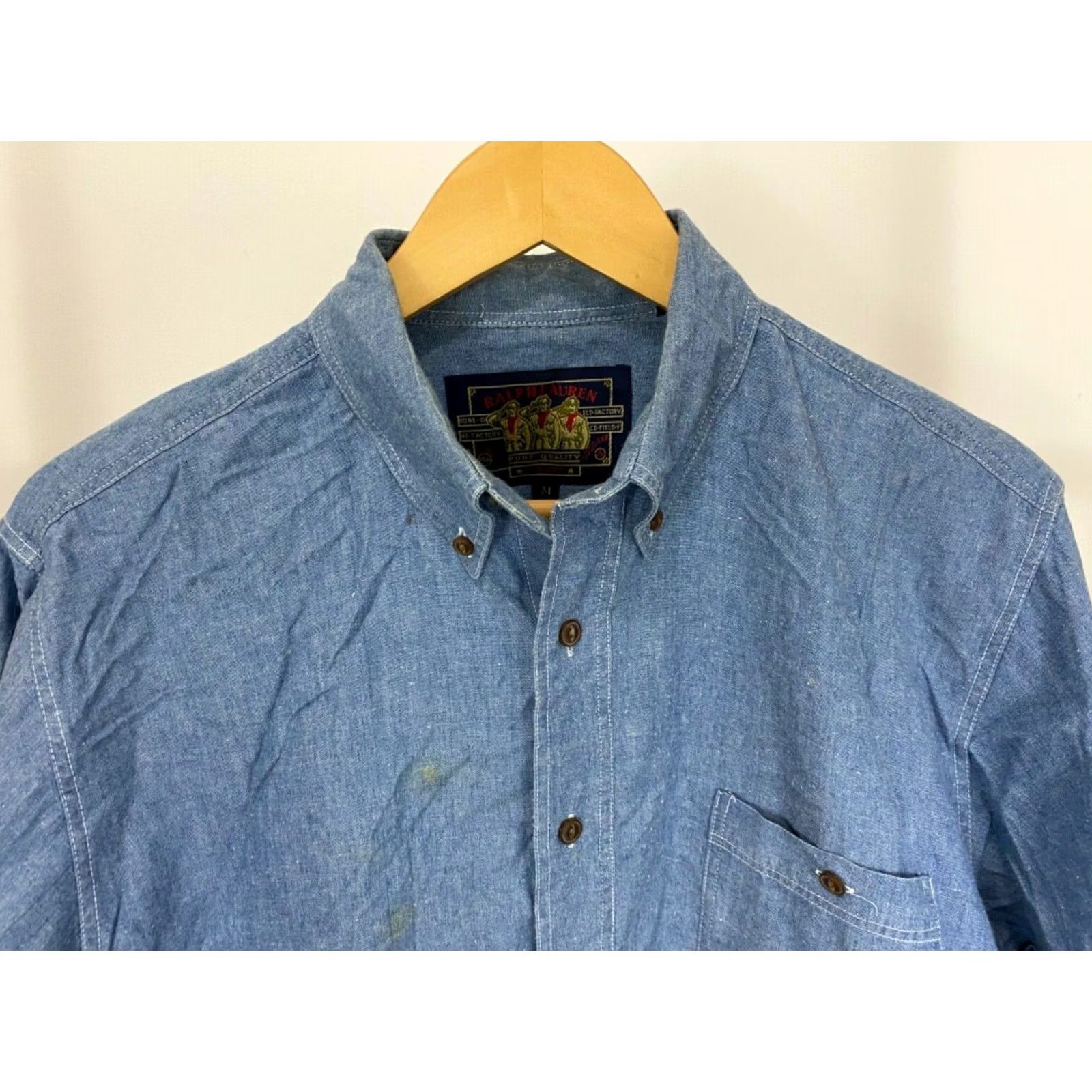 Ralph Lauren VTG Ralph Lauren CHAPS Shirt Chambray Button-Down Long Sleeve M Blue Mens Size US M / EU 48-50 / 2 - 3 Thumbnail