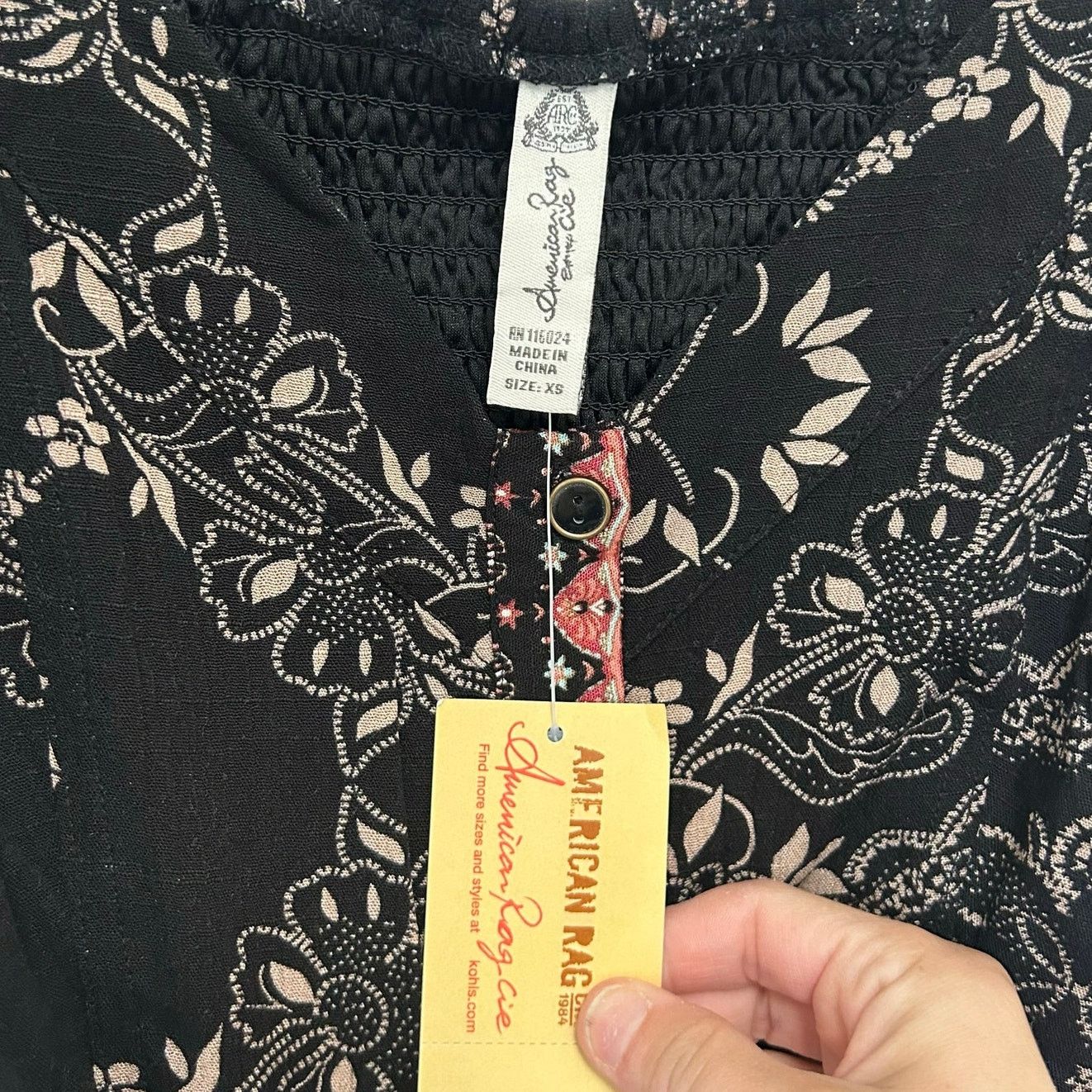 American Rag American Rag Black Printed Tank Top Dress Sz XS Size XS / US 0-2 / IT 36-38 - 2 Thumbnail