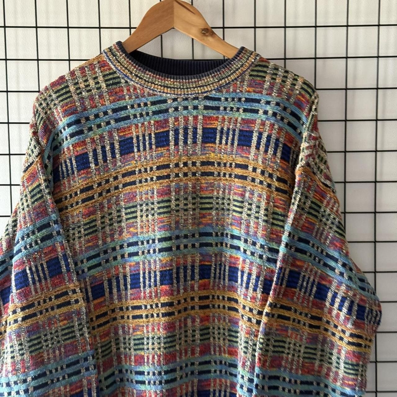 Vintage Vintage 90s Wool Jumper Cable Knit Multi Colour Norway Size US L / EU 52-54 / 3 - 4 Thumbnail