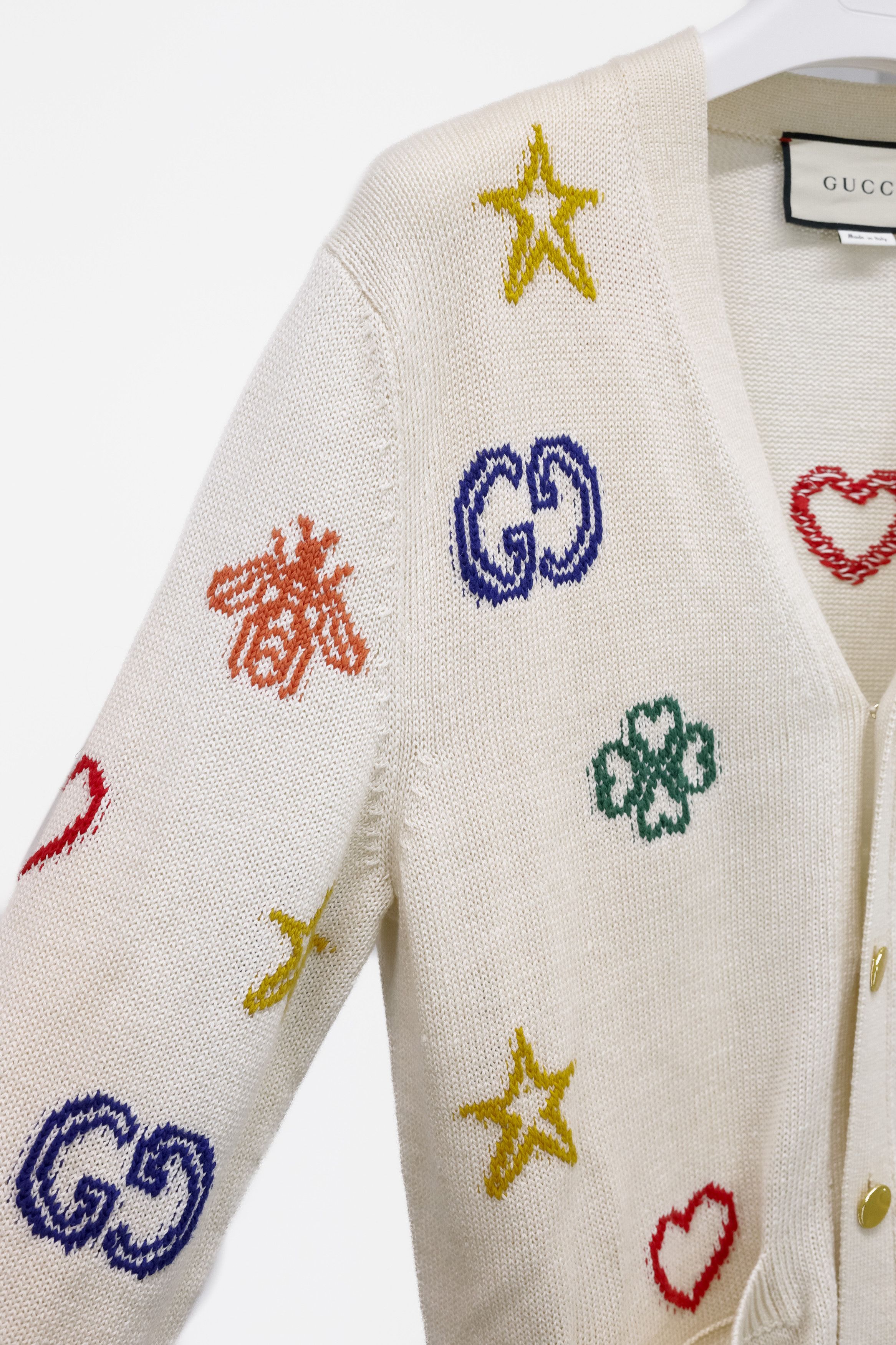 Gucci Symbols Jacquard Rainbow Cardigan