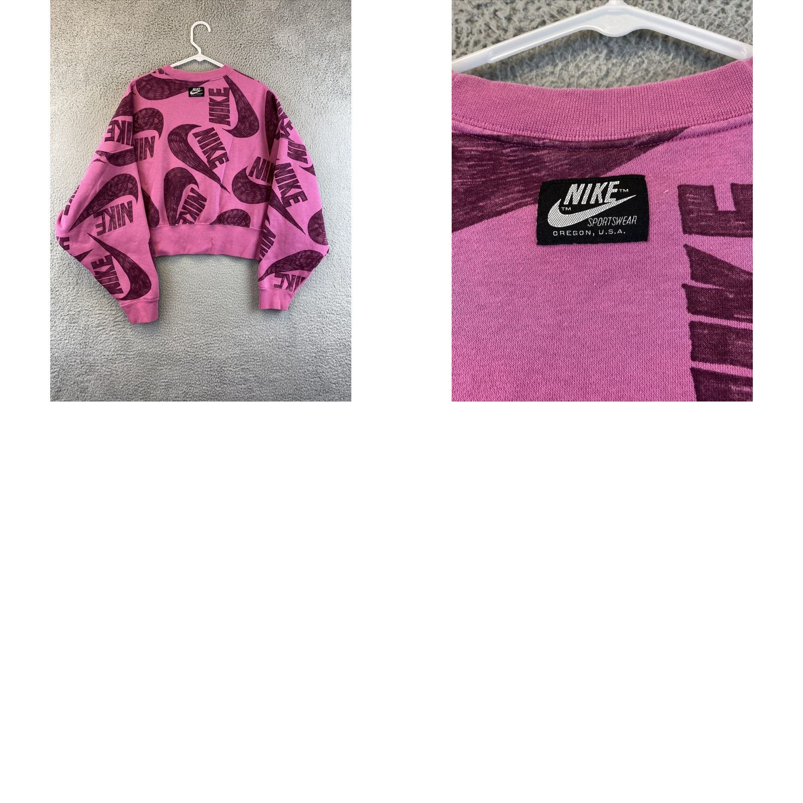 Nike Nike Womens Sweatshirt XL Purple Cropped Long Sleeve Pullover / 88-55 Vintage 90s Modern Classic (Mens Women) Size XL / US 12-14 / IT 48-50 - 8 Thumbnail