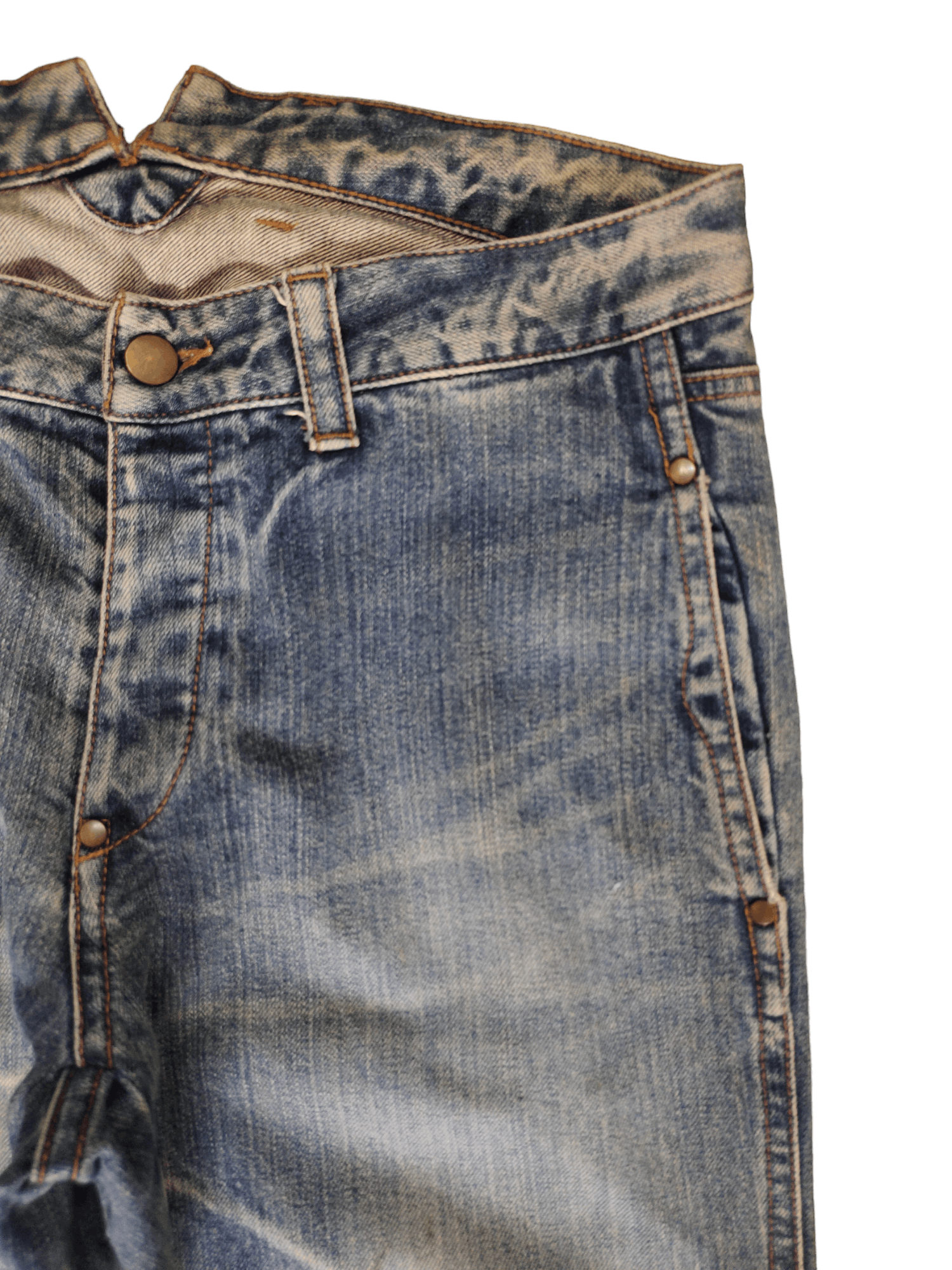 Kapital Japan Buckle Back Distress Faded Denim Undercover Style Y2k Size US 31 - 11 Thumbnail