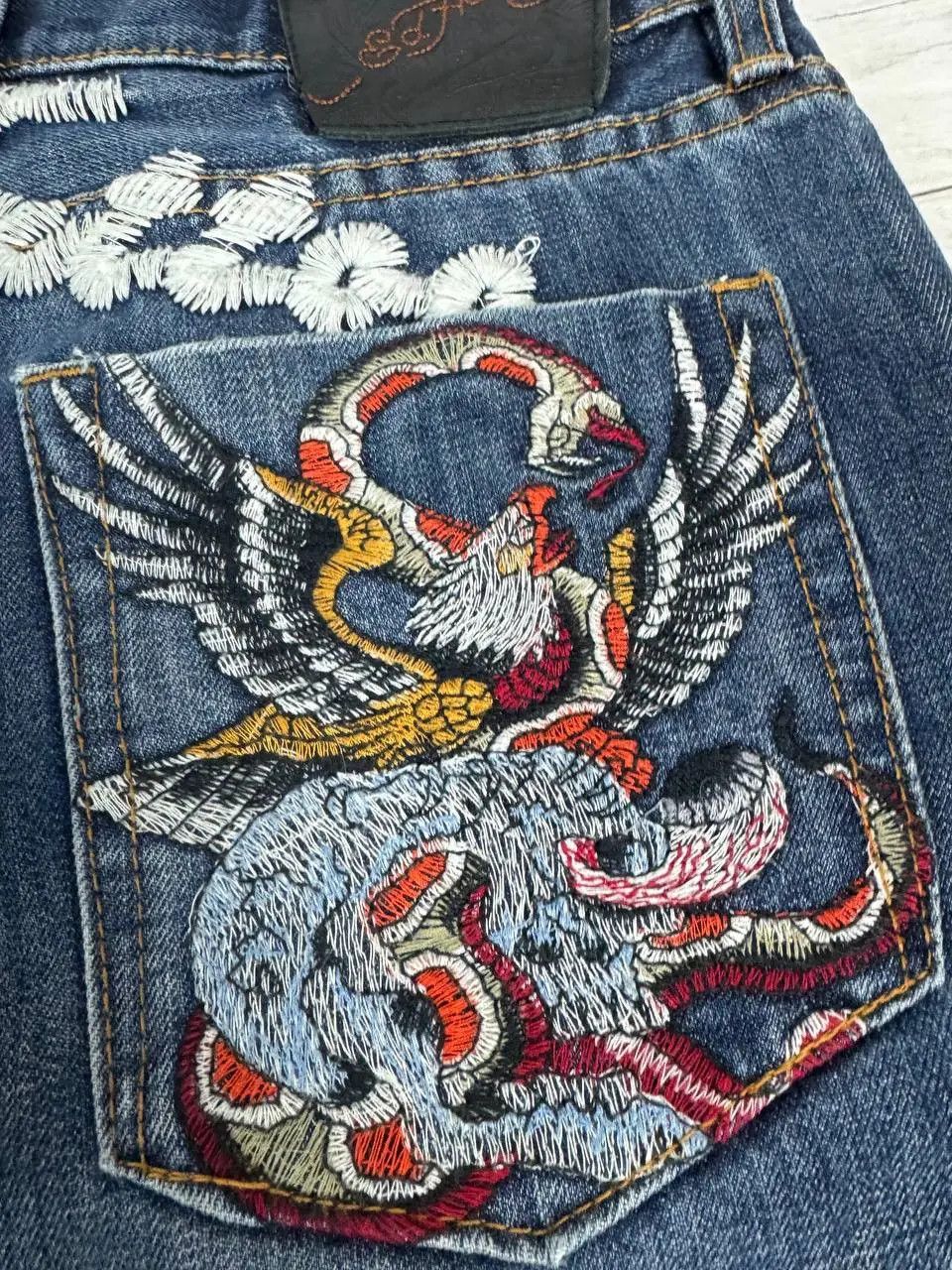 Ed Hardy Vintage Ed Hardy By Christian Audigier Denim Jeans Y2K Tatto Size US 38 / EU 54 - 7 Thumbnail
