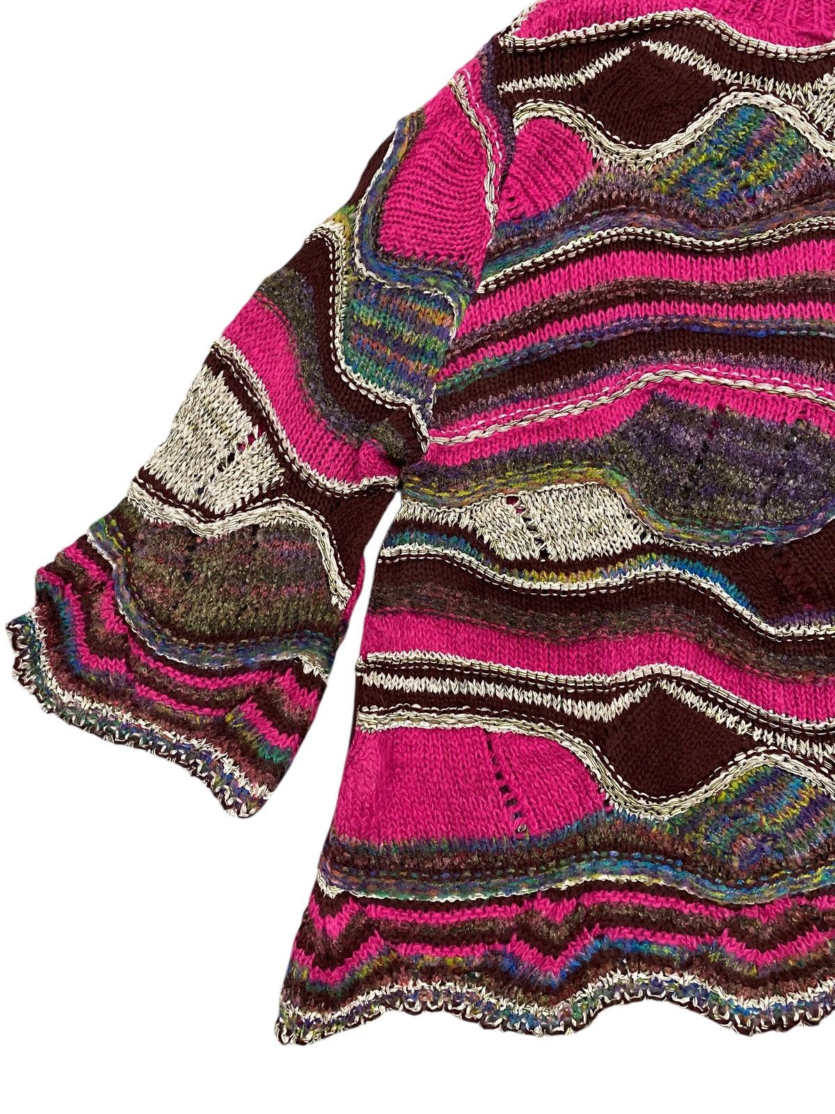 Japanese Brand Vintage Japanese Pink Wavy Knit Turtleneck Fairy Grunge Size US M / EU 48-50 / 2 - 7 Thumbnail