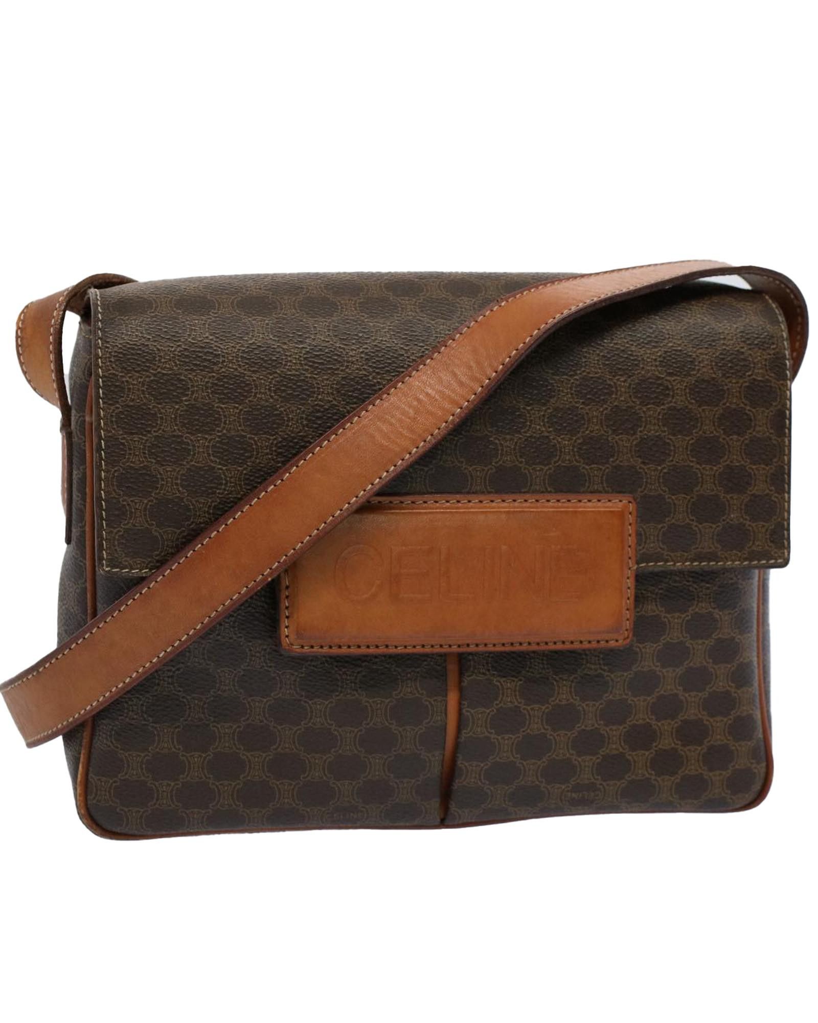 image of Celine Classic Brown Canvas Shoulder Bag, Women's