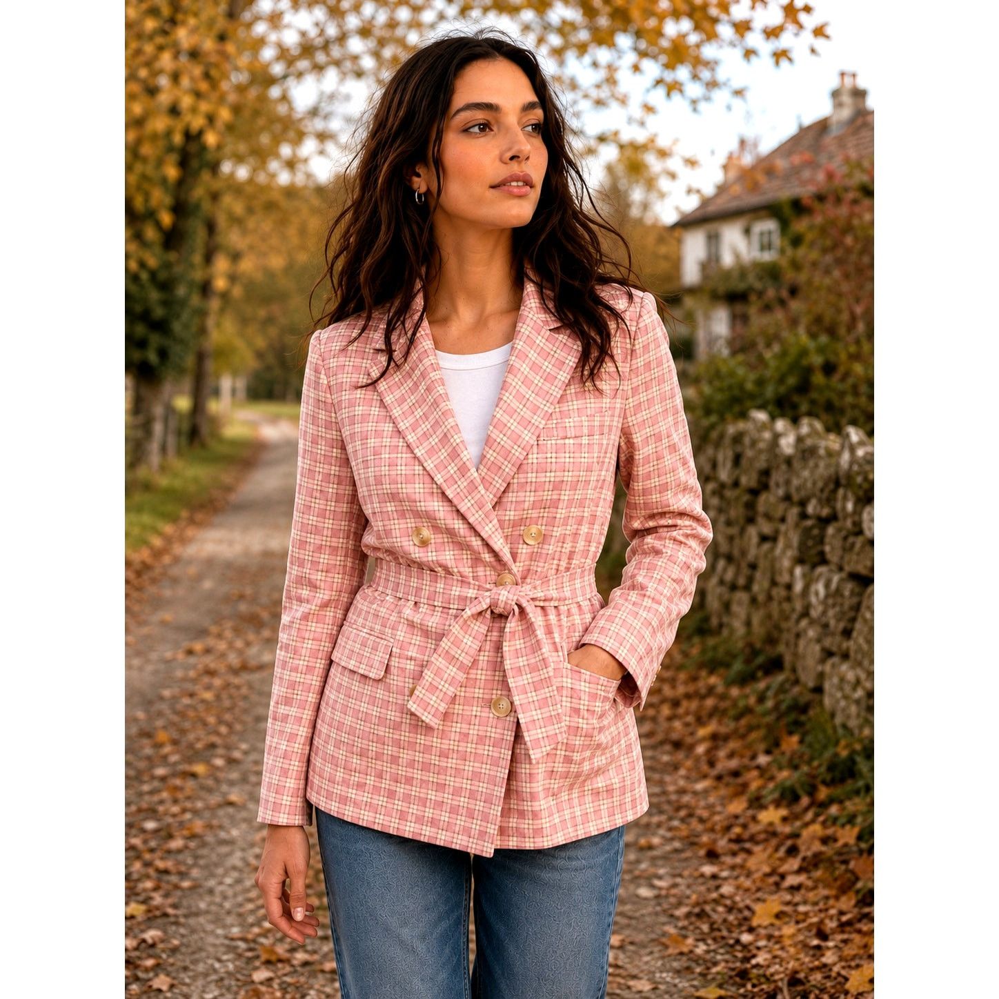Free People Free People Olivia Plaid Blazer Pink size M Size M / US 6-8 / IT 42-44 - 1 Thumbnail