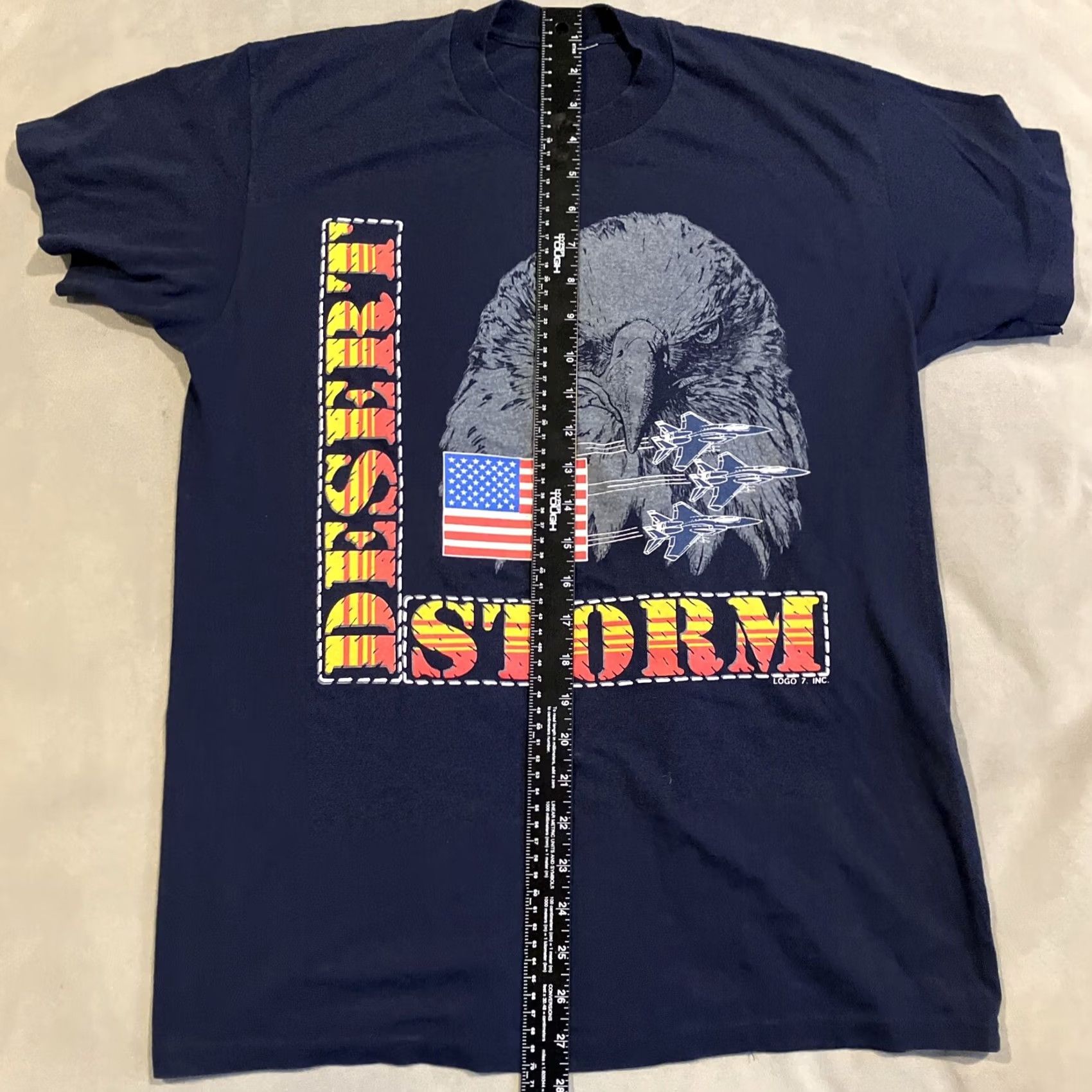 Logo 7 VINTAGE Logo 7 Operation Desert Storm Single Stitch T Shirt EAGLE Medium Mens Blue 90s Military Desert Storm Shirt Size US M / EU 48-50 / 2 - 4 Thumbnail