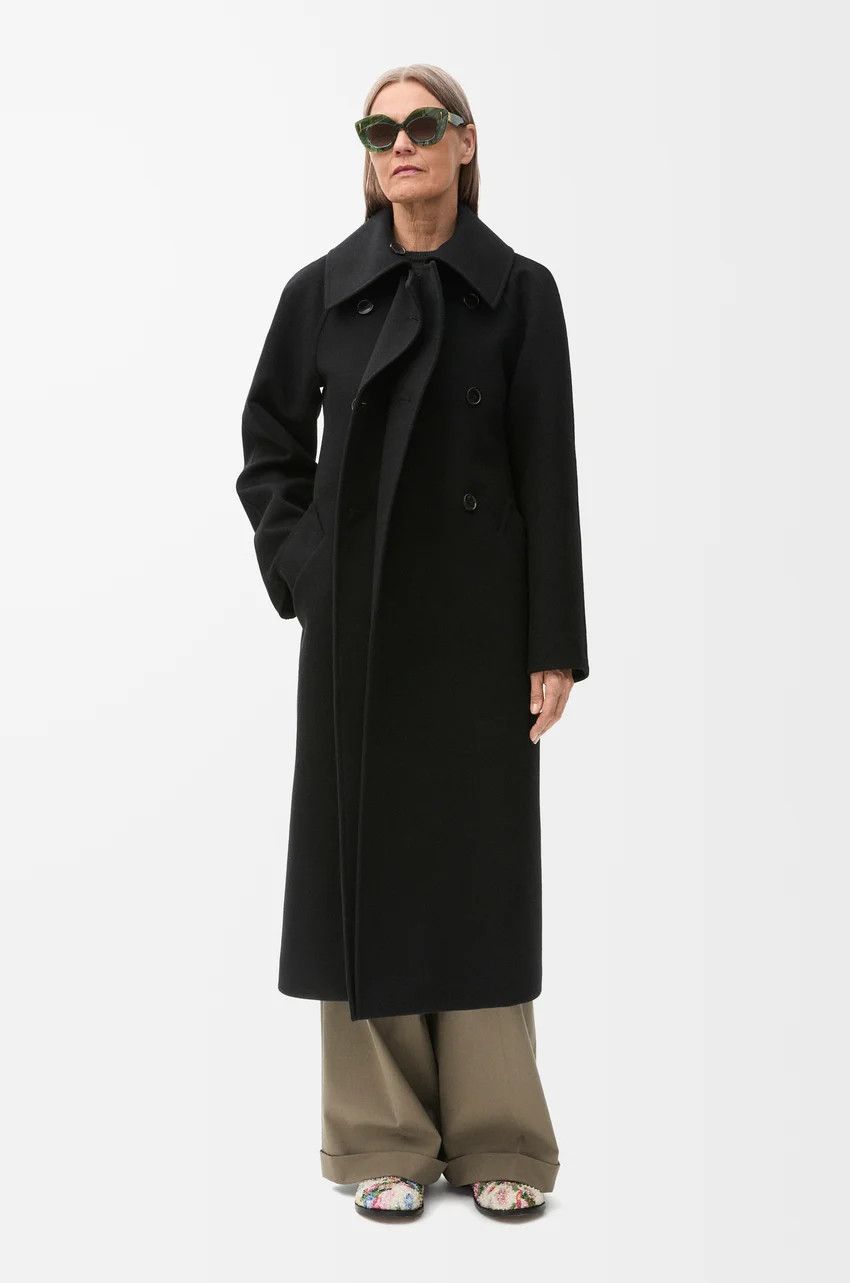 Loewe o1loc1c0525 Double Breasted Coat In Wool in Black Size S / US 4 / IT 40 - 3 Thumbnail