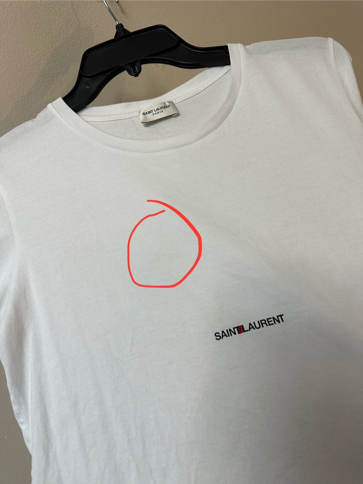 Saint Laurent Paris Saint Laurent Rive Gauche Center Spellout Logo White Tee Size XS / US 0-2 / IT 36-38 - 3 Thumbnail