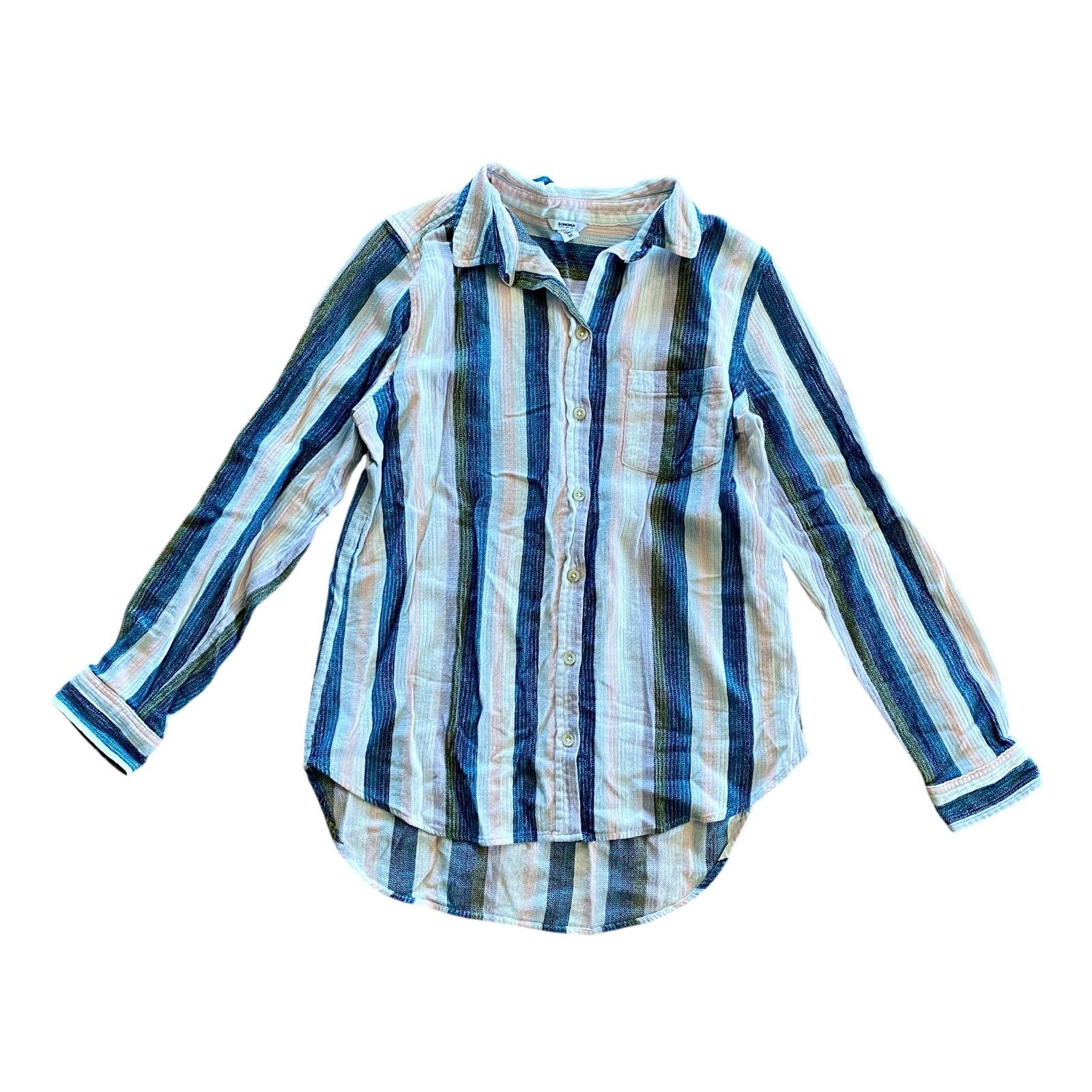 Sonoma Sonoma Stripe Blue Button-up Shirt Blouse Womens Medium Size M / US 6-8 / IT 42-44 - 16 Thumbnail