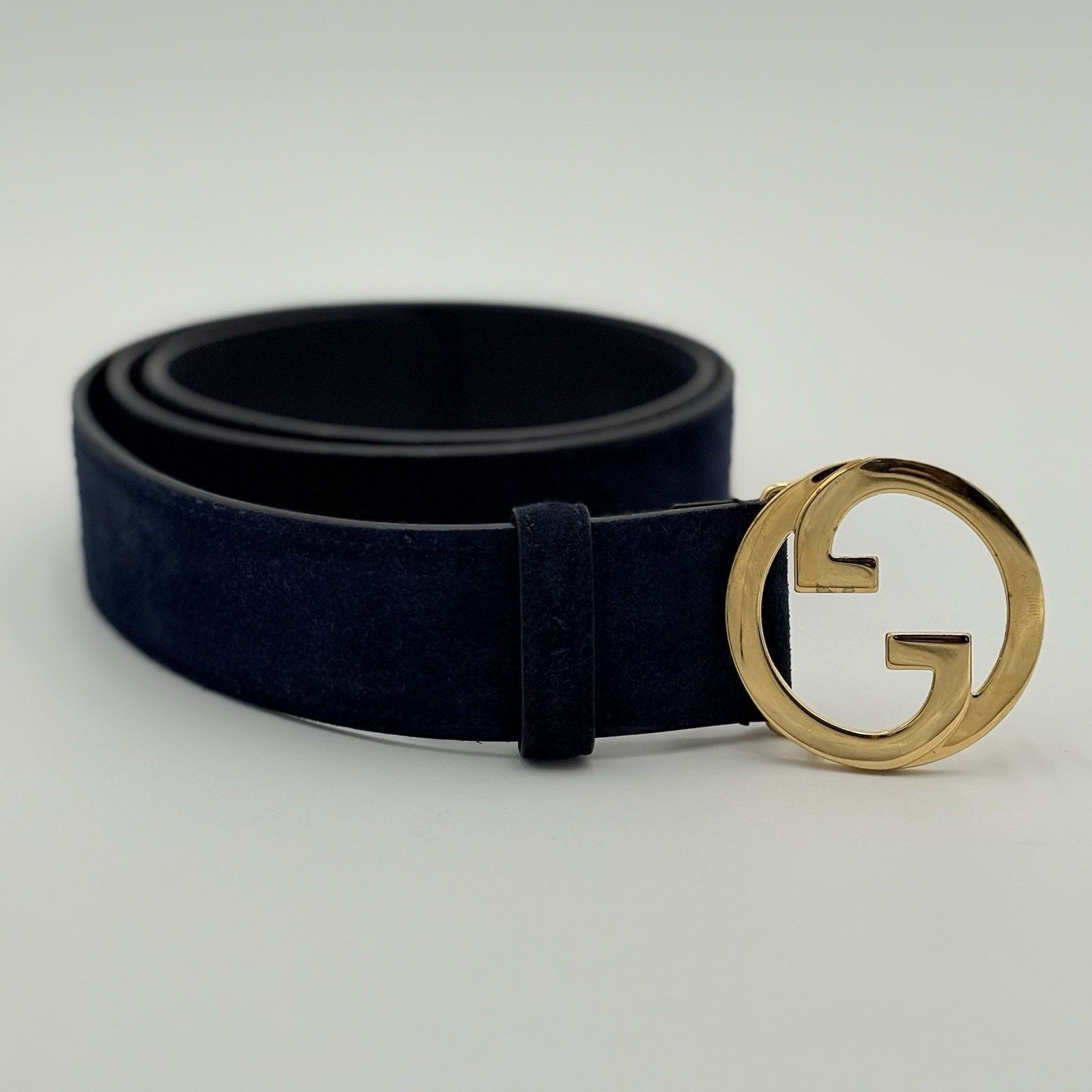 Gucci Gucci Belt GG Interlocking Buckle Suede & Leather ' Blue ' Size 40 - 2 Thumbnail