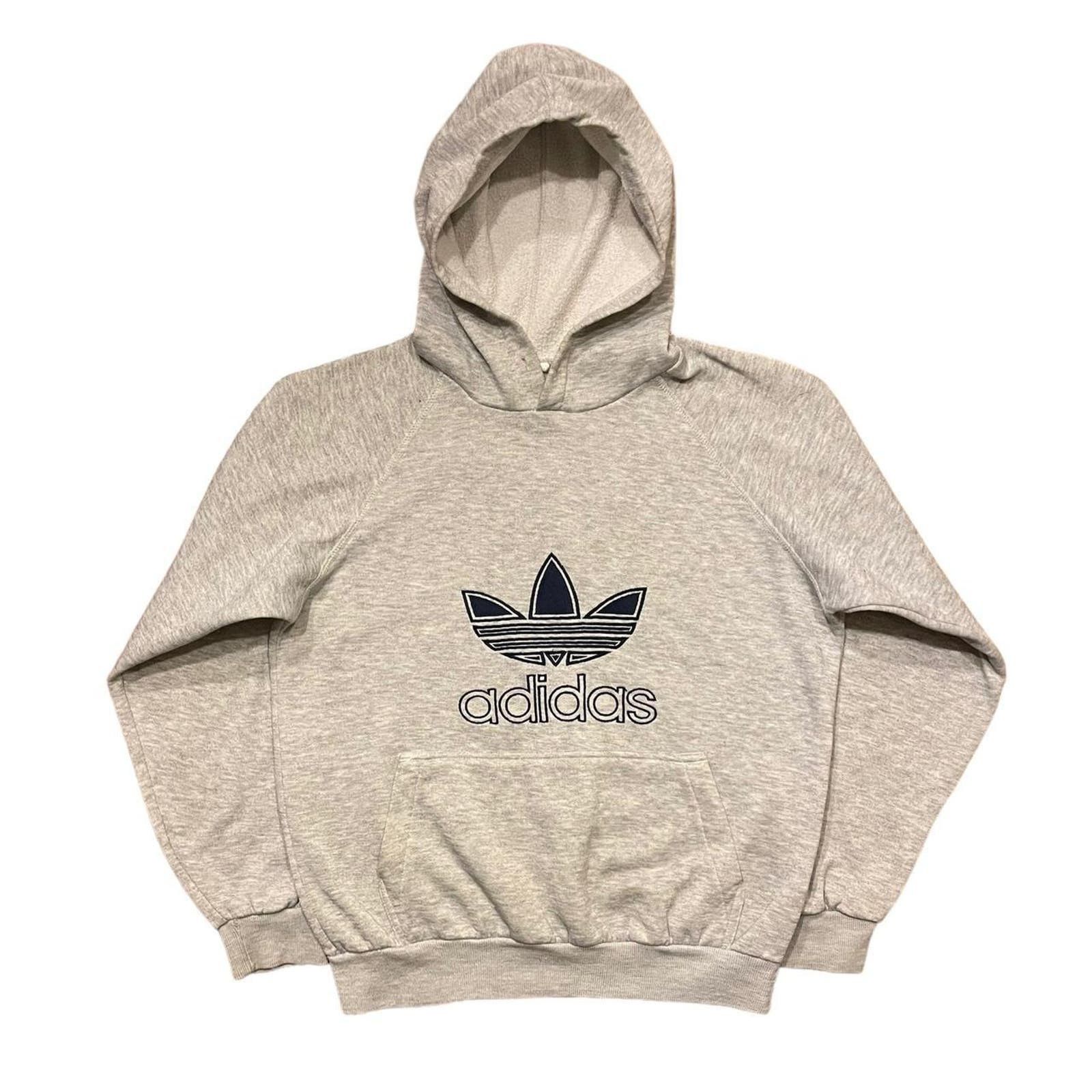 Vintage 80s streetwear grunge indie Adidas trefoil hoodie