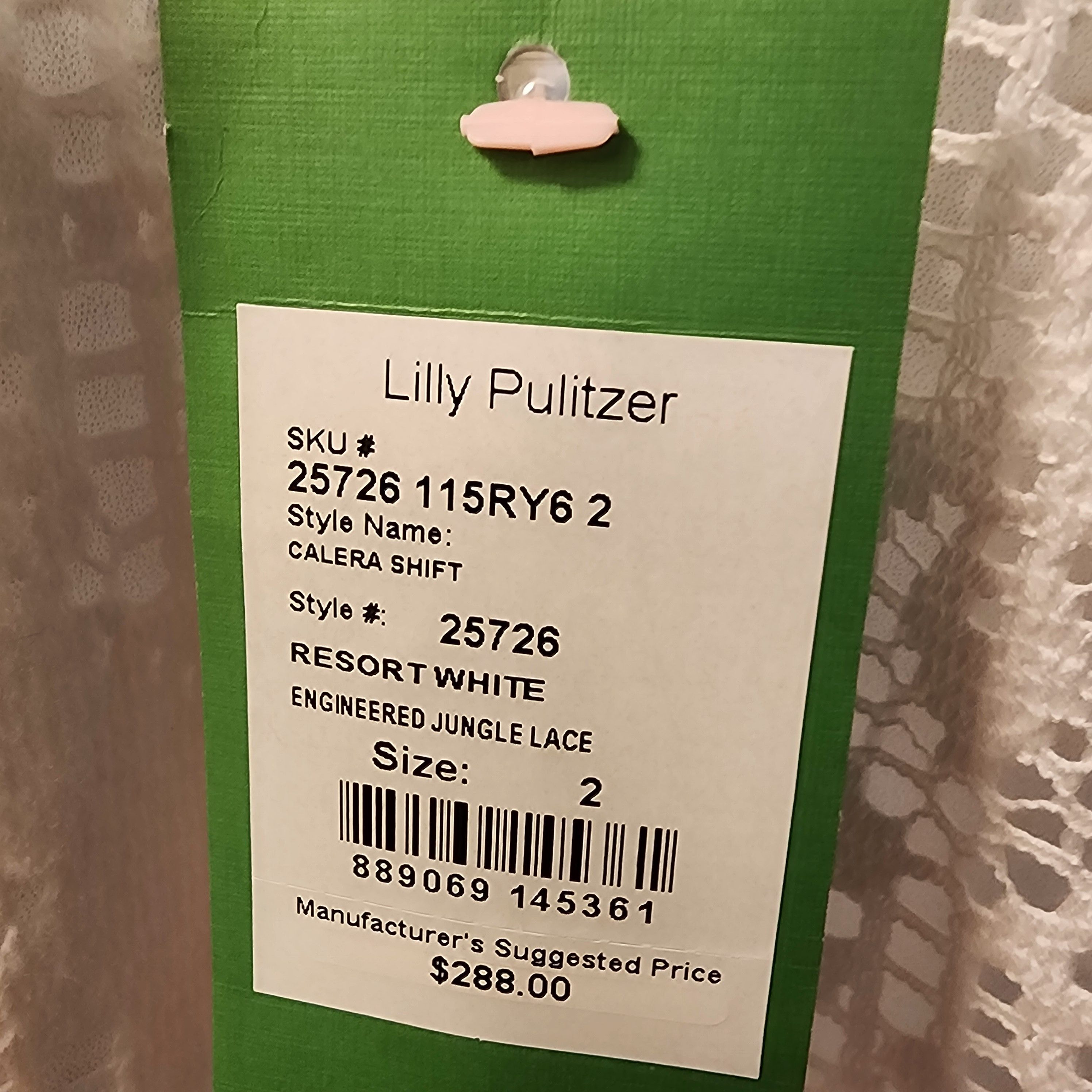 Lilly Pulitzer Calera Jungle White Lace Shift Dress New, with Tags Size XS / US 0-2 / IT 36-38 - 2 Thumbnail