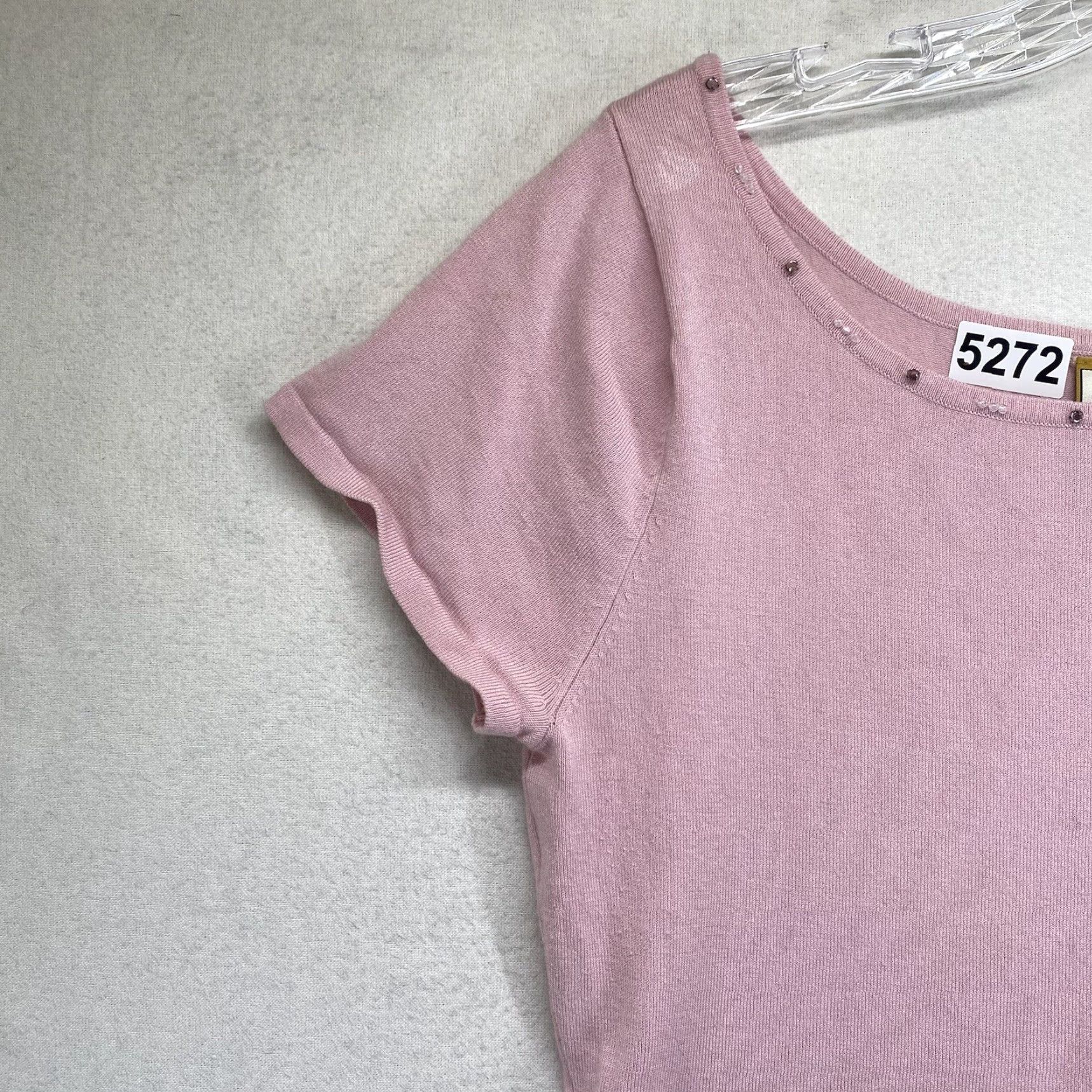 Vintage VINTAGE Heirloom Collectibles Pink Knit Beaded T-Shirt Women's Large Cap Sleeve Fashion Casual Party Size L / US 10 / IT 46 - 7 Thumbnail