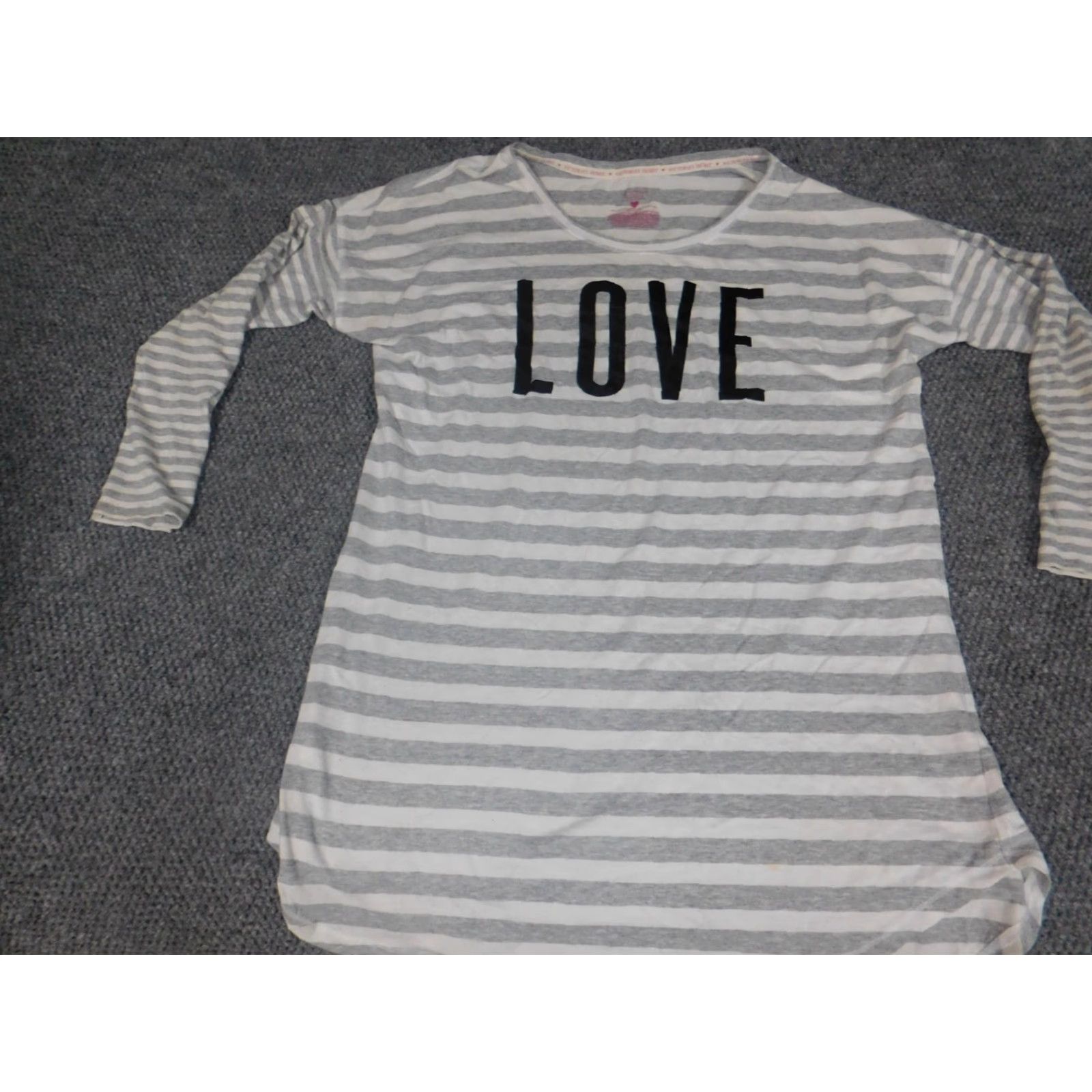 Victoria's Secret Victoria's Secret Womens Blouse Tunic Shirt Gray Stretch Striped Pullover Casual Long Sleeve Size L Size L / US 10 / IT 46 - 3 Thumbnail
