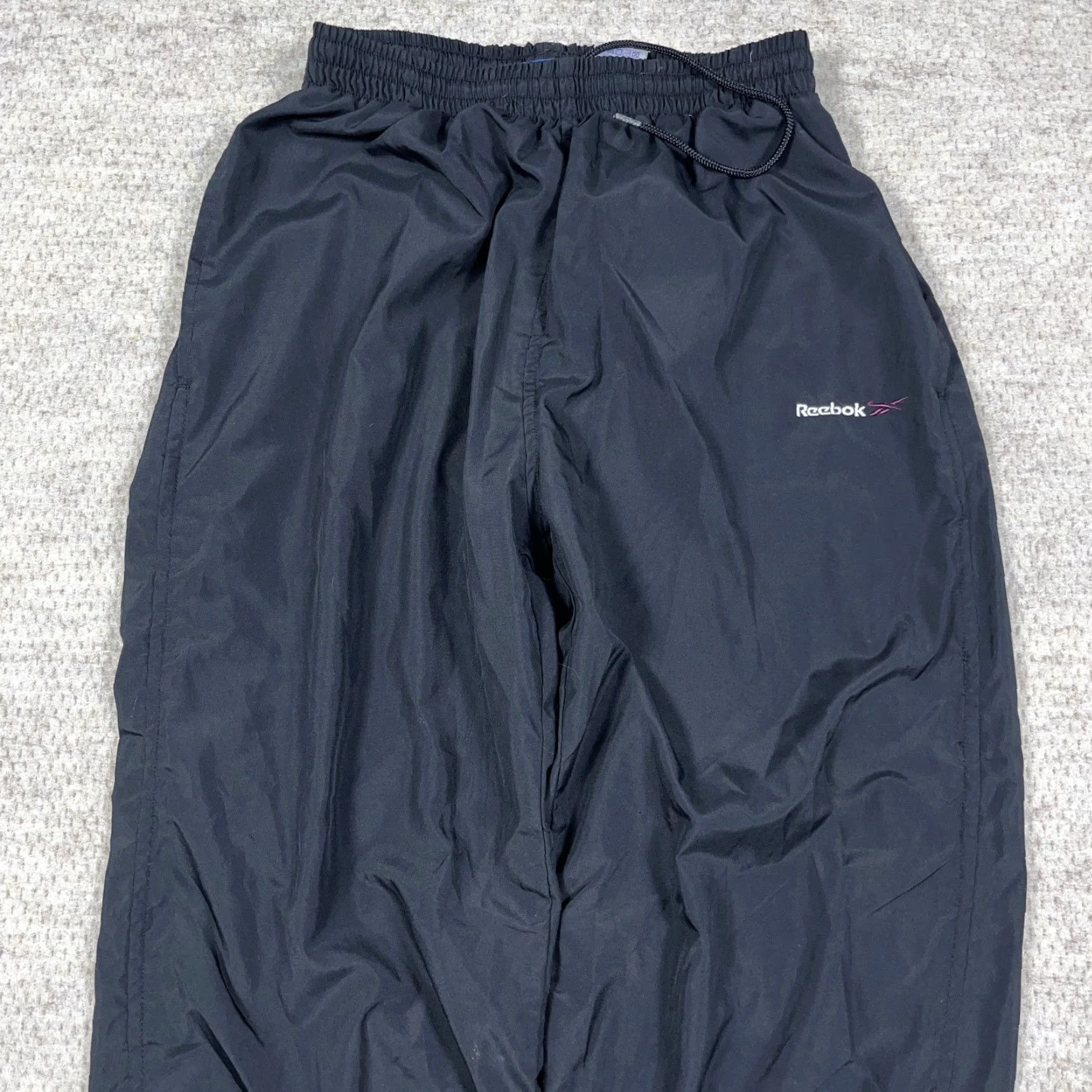 Reebok VINTAGE Reebok Pants Women M Black Windbreaker Track Joggers Y2K Lined Size 32" / US 10 / IT 46 - 5 Thumbnail