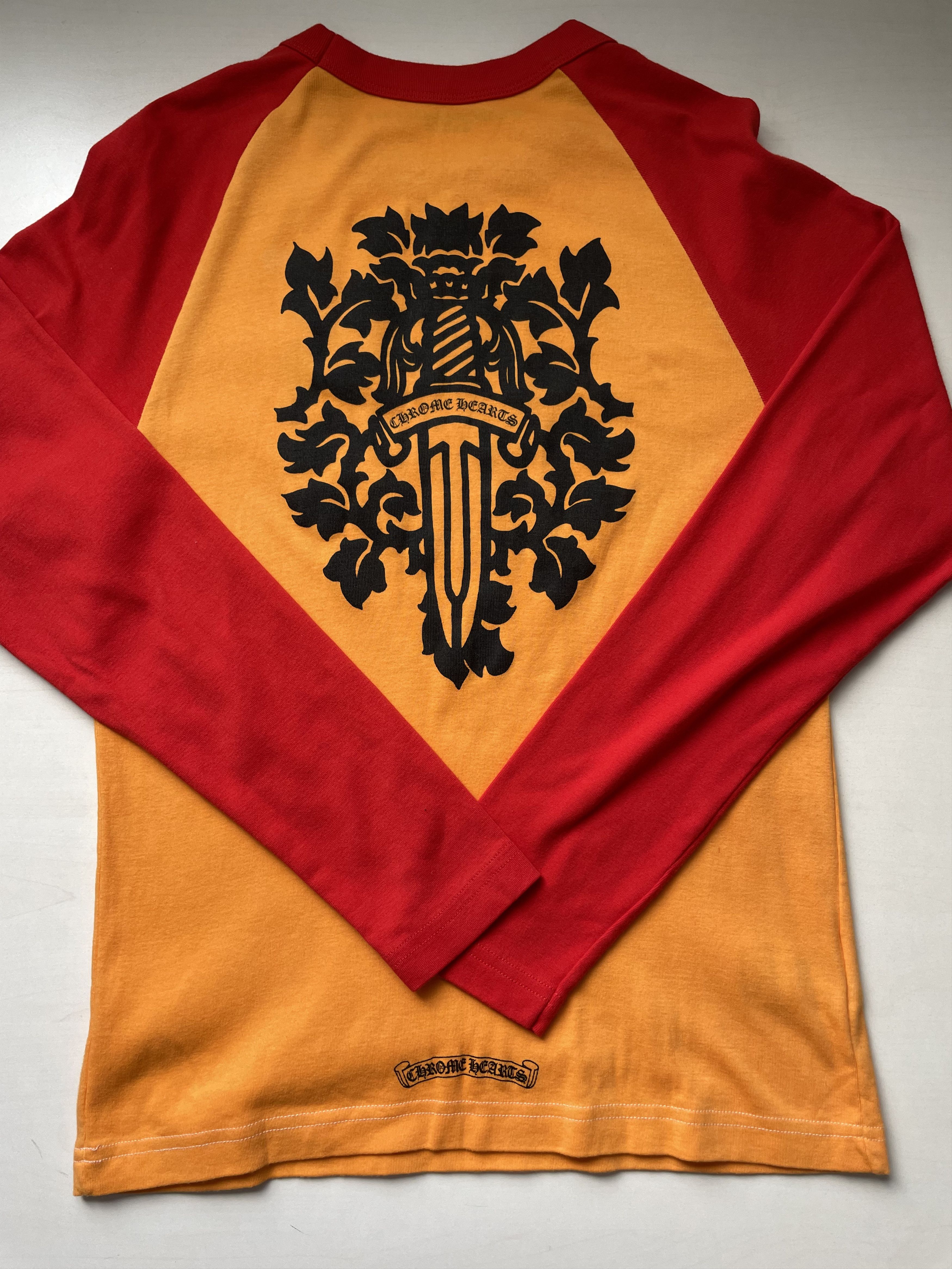 Chrome Hearts Chrome Hearts Orange & Red Dagger Logo Long Sleeve Tee Size US M / EU 48-50 / 2 - 4 Thumbnail