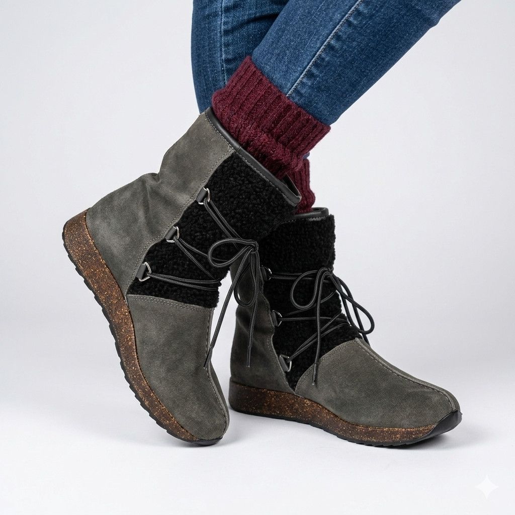 Other Sporto Size 8 Booties Grey Suede Leather Faux Sherpa Lined Size US 8 / IT 38 - 2 Thumbnail