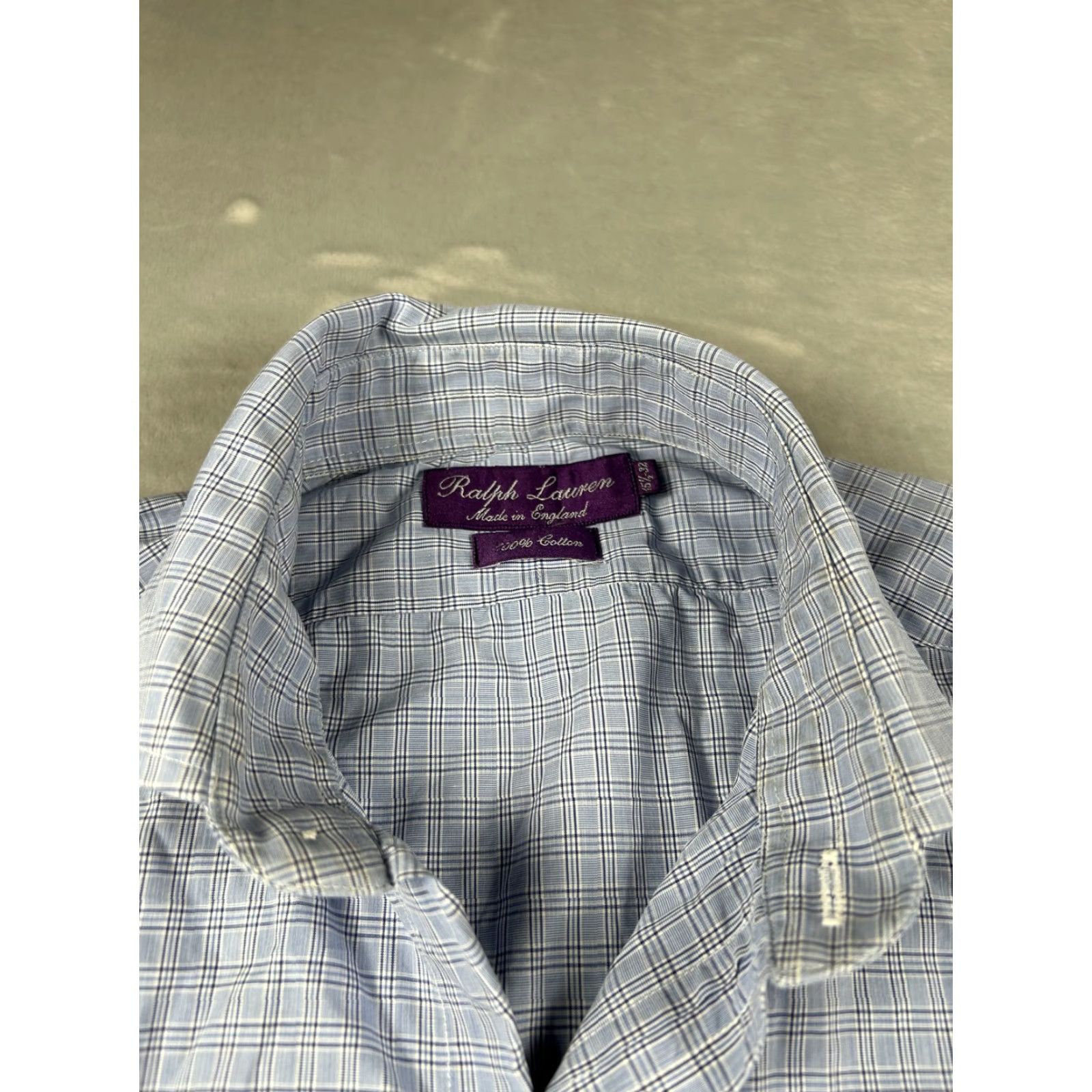 Ralph Lauren Ralph Lauren Purple Label Shirt Mens 17.5 32 Blue Gray Plaid Made England Dress Shirt Size 48R - 3 Thumbnail